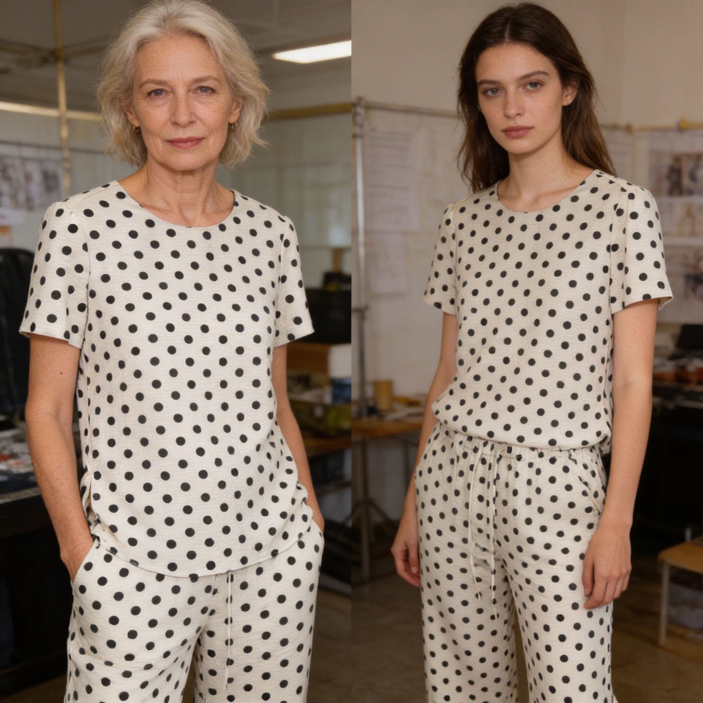 Women’s Polka Dot Short Sleeve Top & Pants Two Piece Set LA-760001+LA-760003