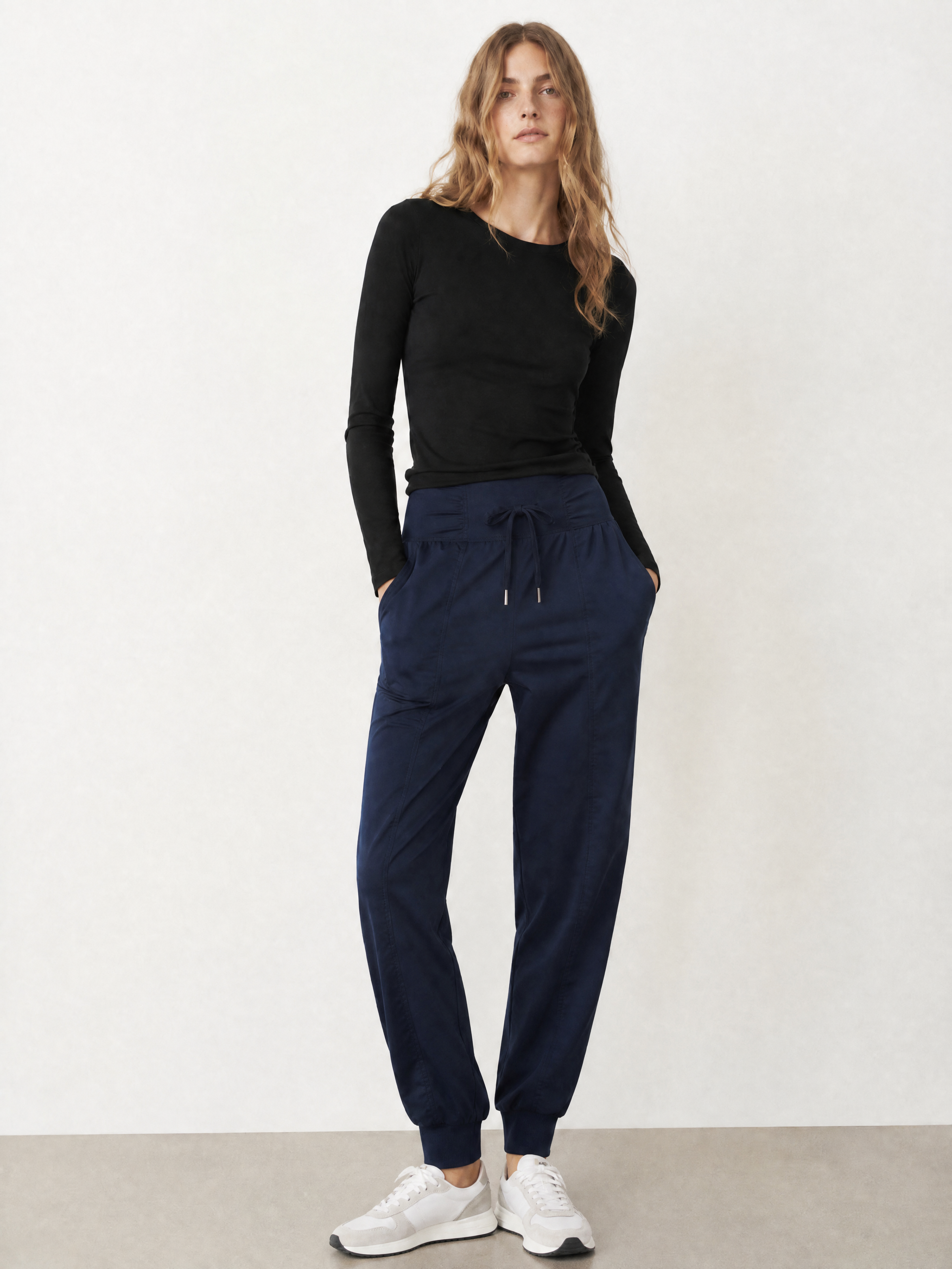 Elegant Navy Drawstring Jogger Pants - Premium Everyday Wear XW-26910