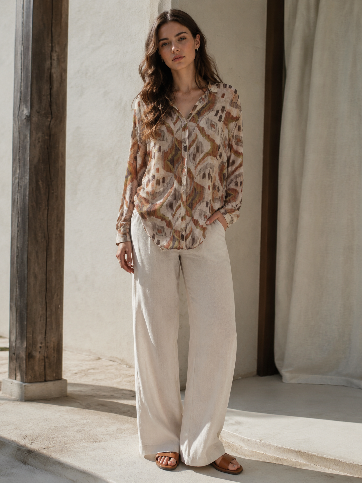 Oversized Boho Print Blouse Women’s Long Sleeve Shirt AN-121010