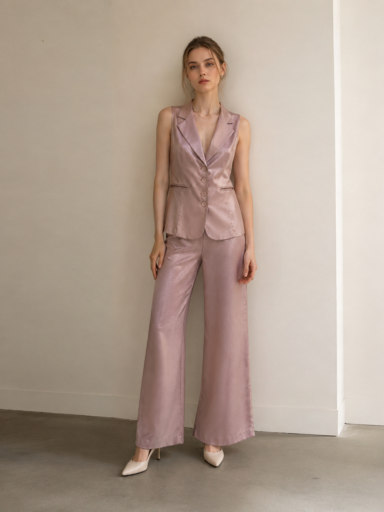 Satin Tailored Single-Breasted Waistcoat AN-620016