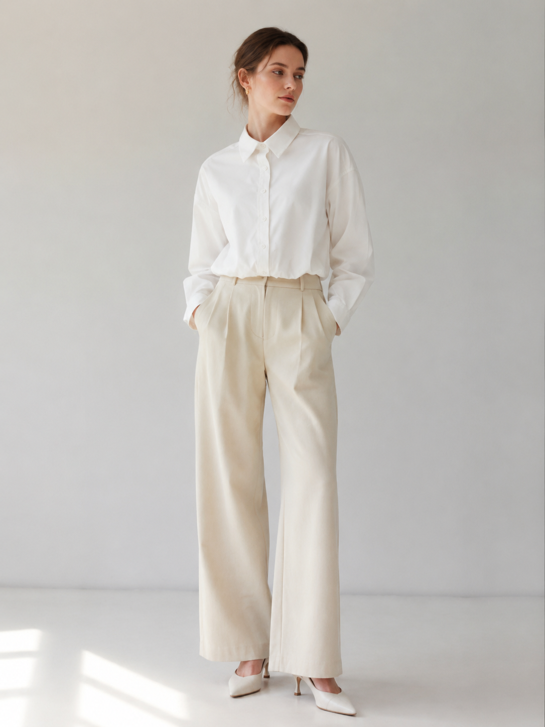 Women’s Minimalist Cropped Button-Up Shirt C-42182