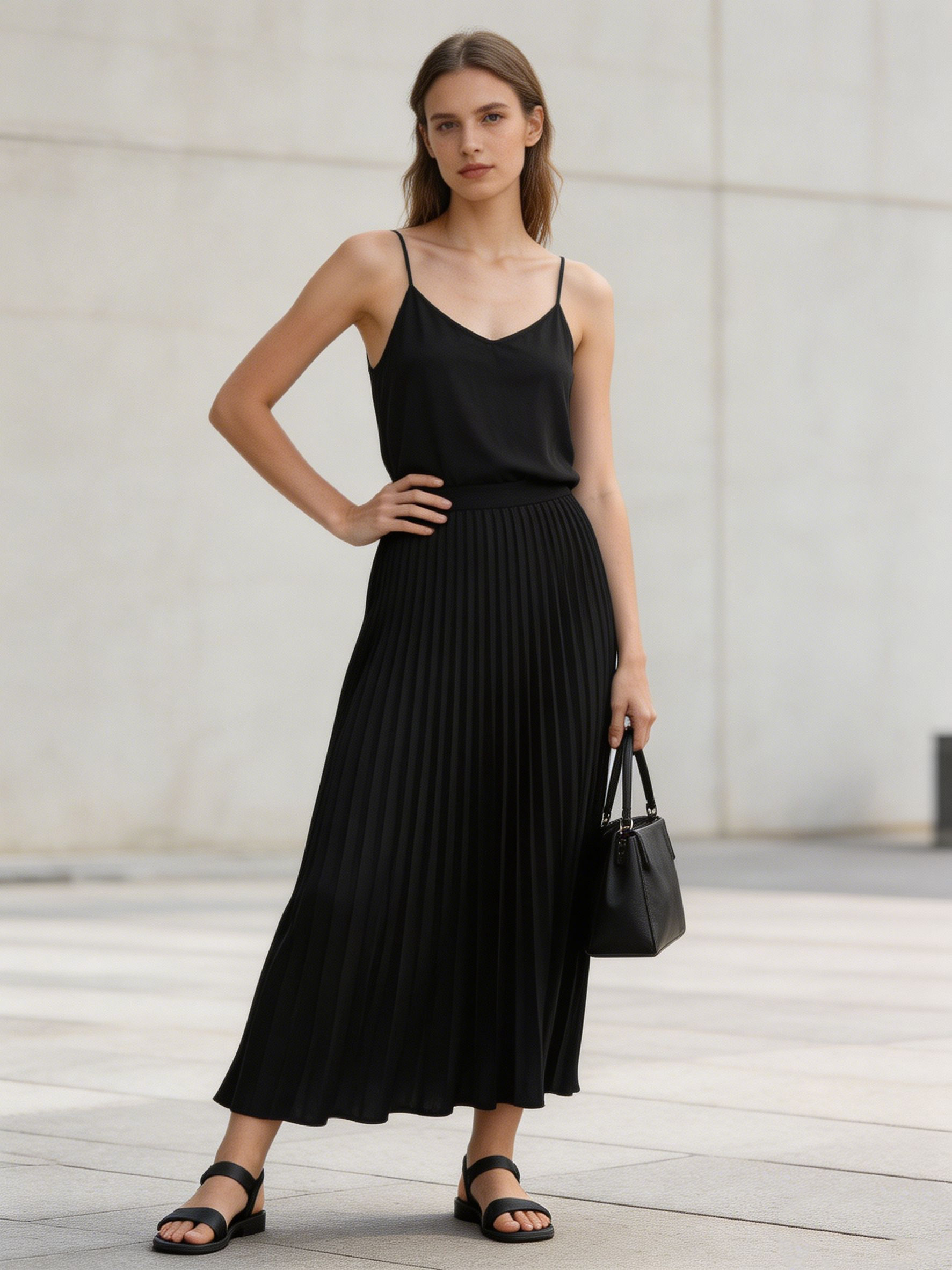 Women’s High Waist Pleated Midi Chiffon Skirt LA-030401