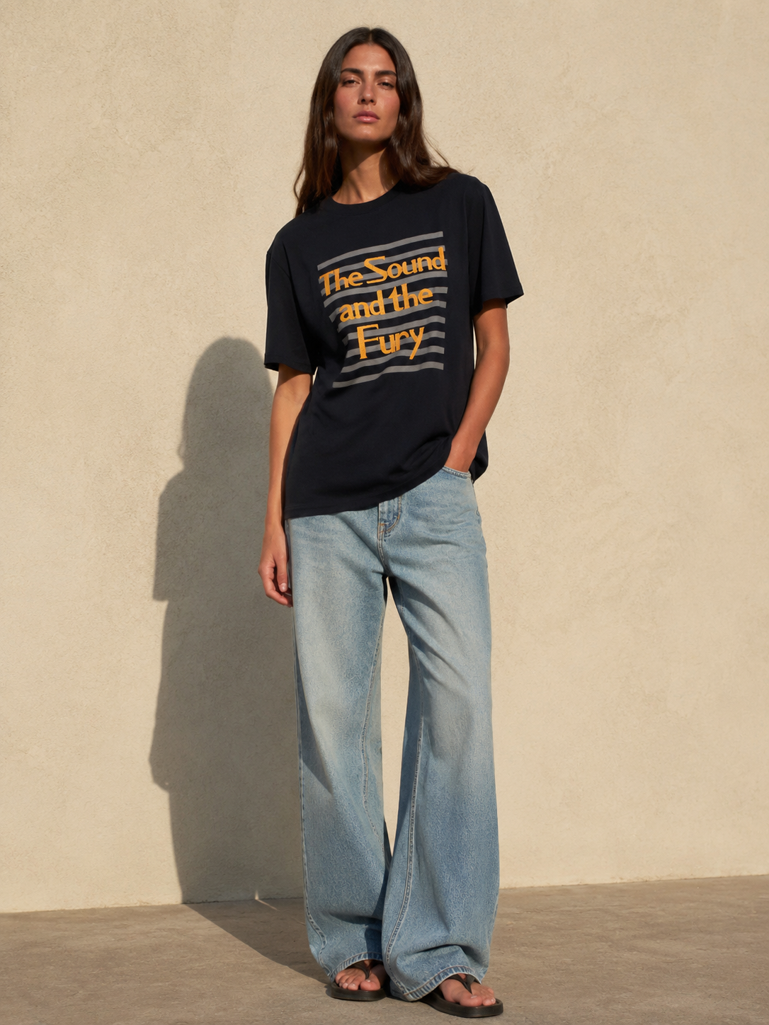 Women's Striped Slogan Graphic T-Shirt 1535