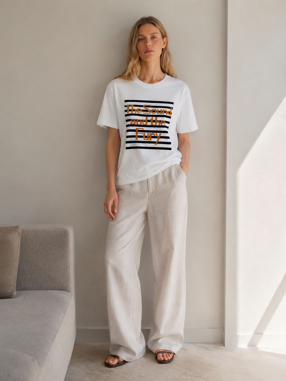 Women's Striped Slogan Graphic T-Shirt 1535