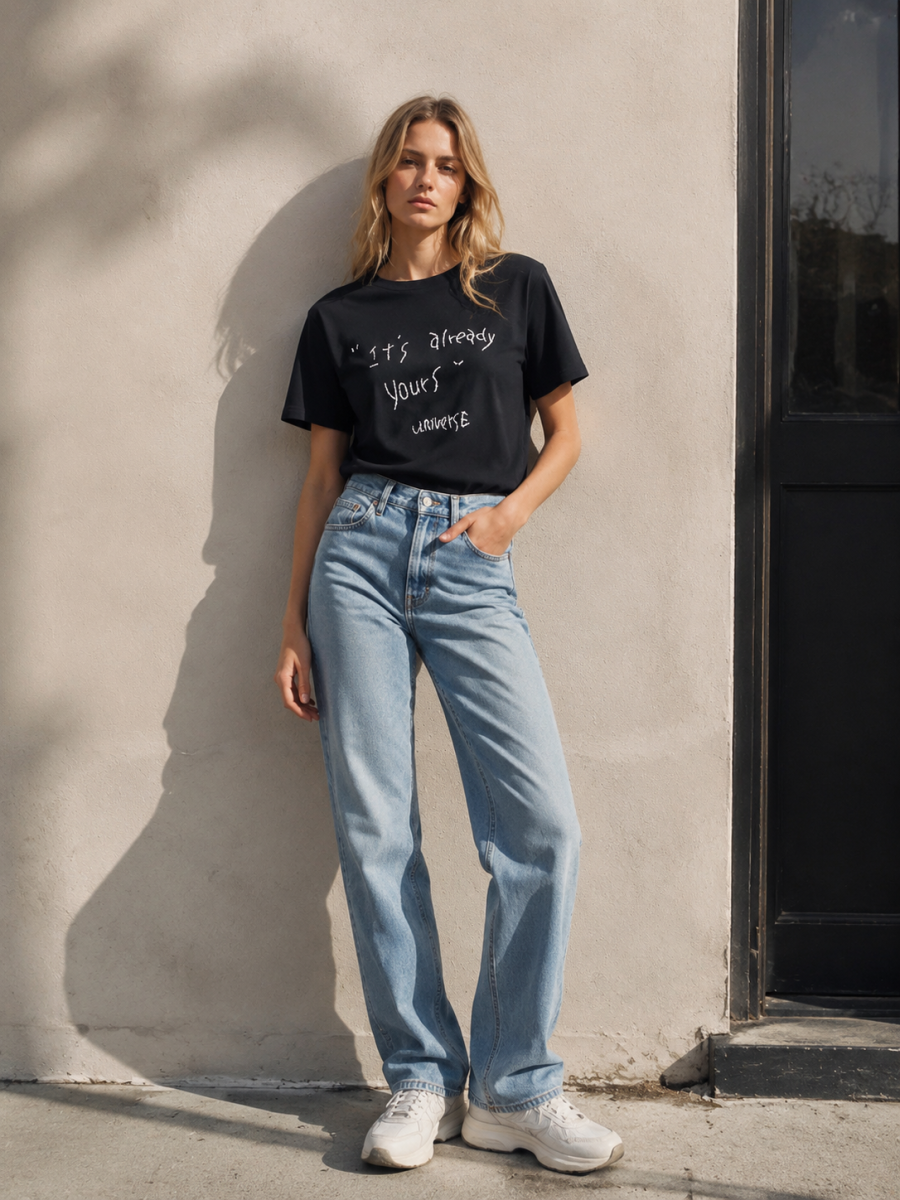 Women's Minimal Slogan Graphic T-Shirt 9100