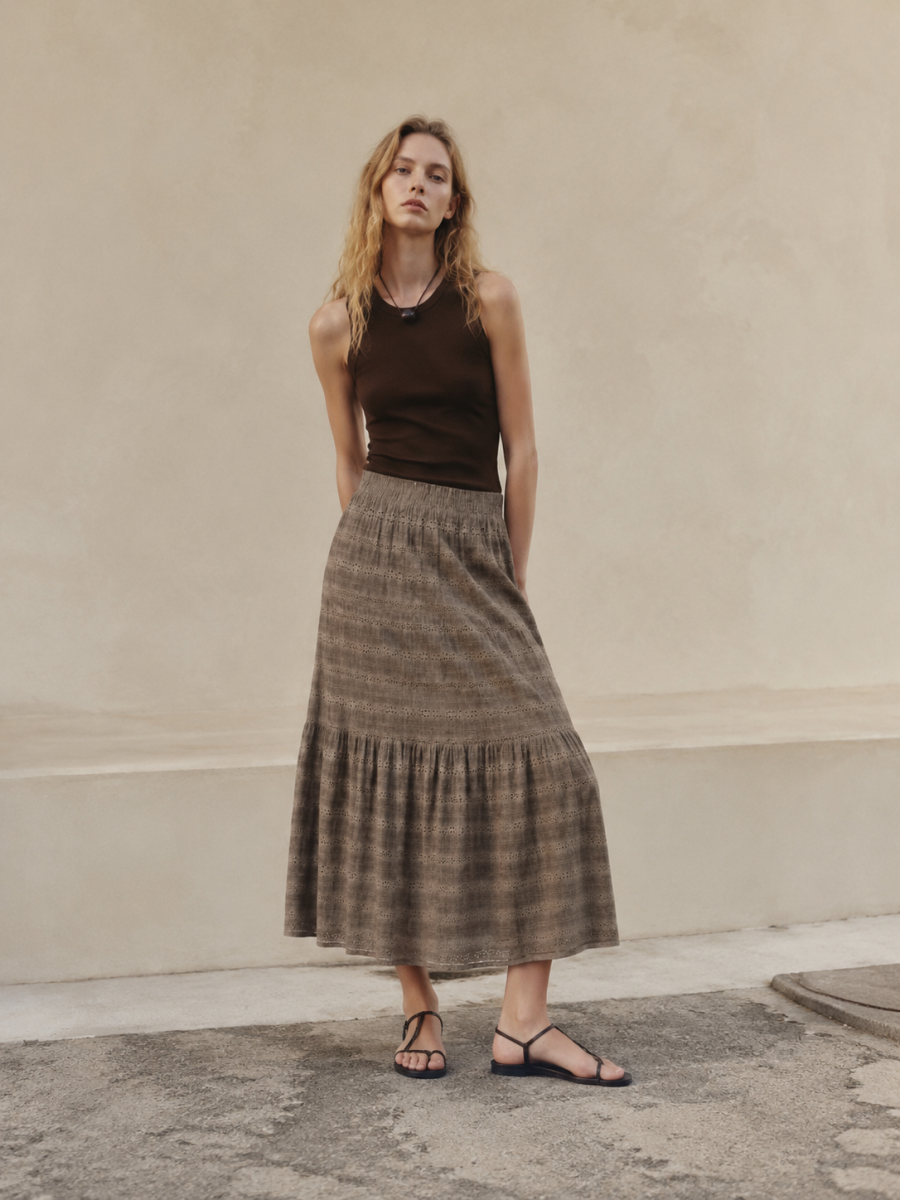 Women's Tiered Openwork Lace Maxi Skirt 508