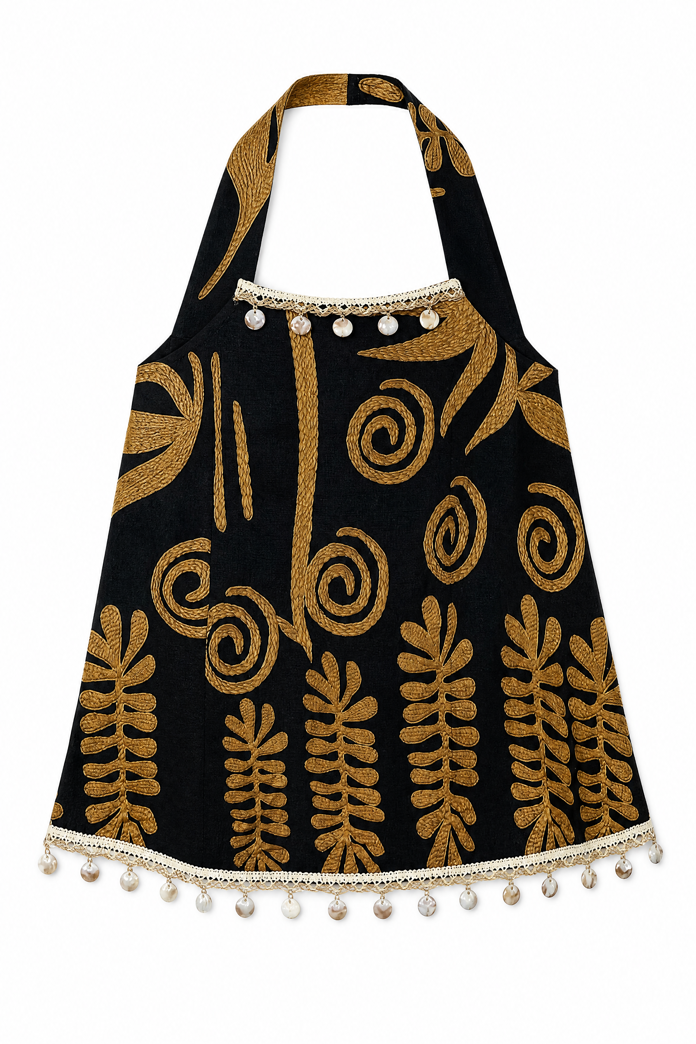 Women’s Boho Embroidered Halter Cami Top with Pom Pom Trim 28023-1