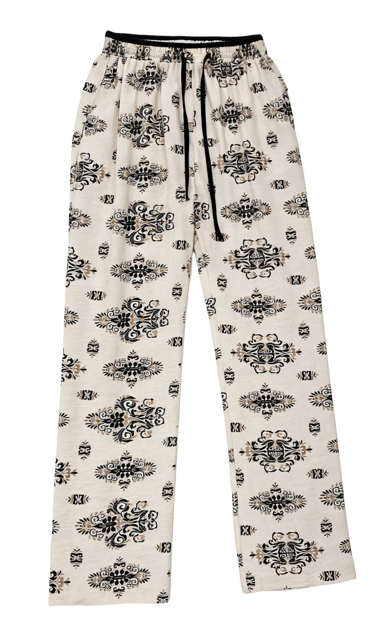 Glamorous Boho Party Pants - Vintage Print High Waist Wide Leg Trousers  AN-121001