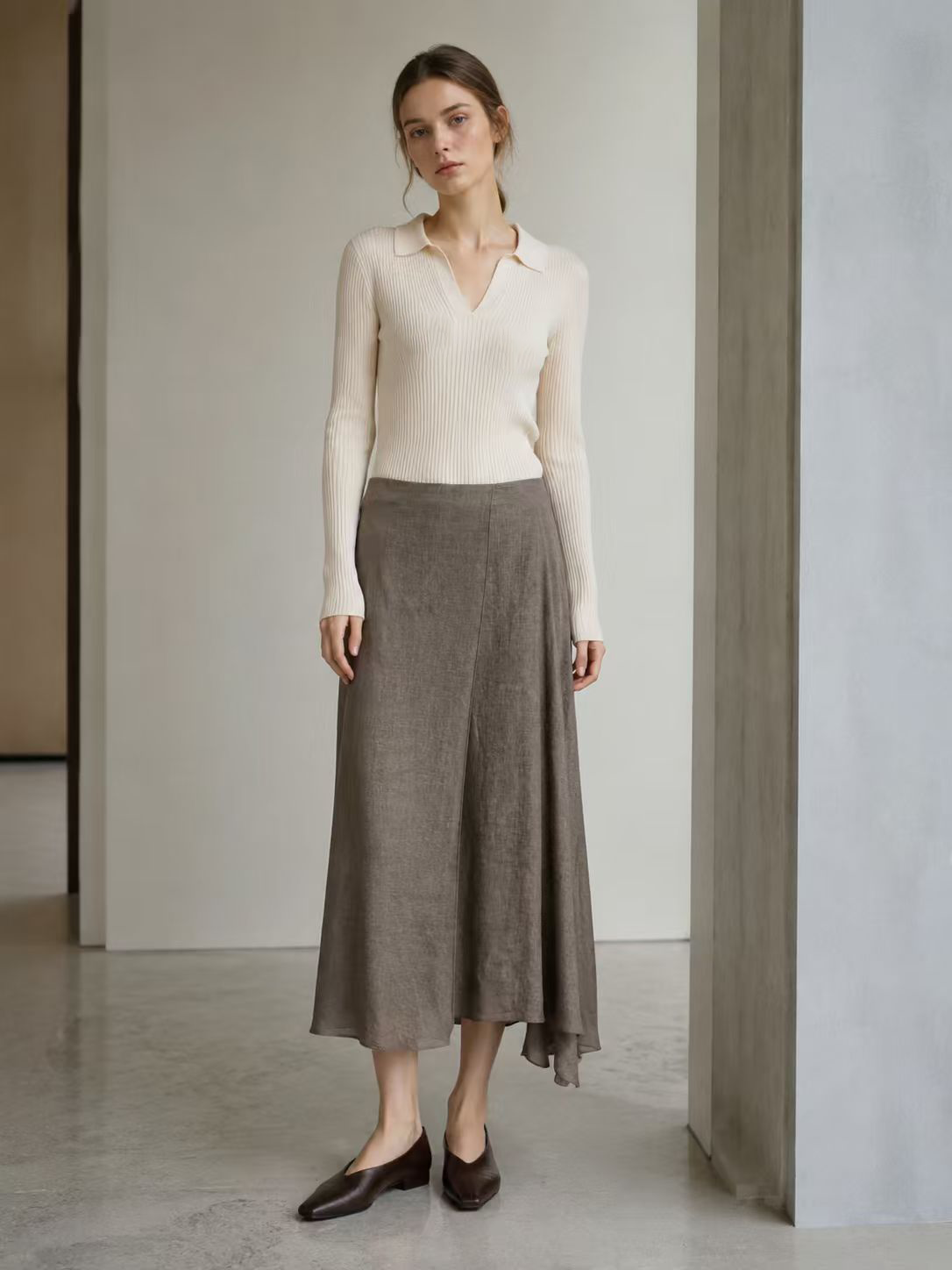 Chic White Linen Pants - Floral Embroidery Relaxed Fit Summer skirt C-42572