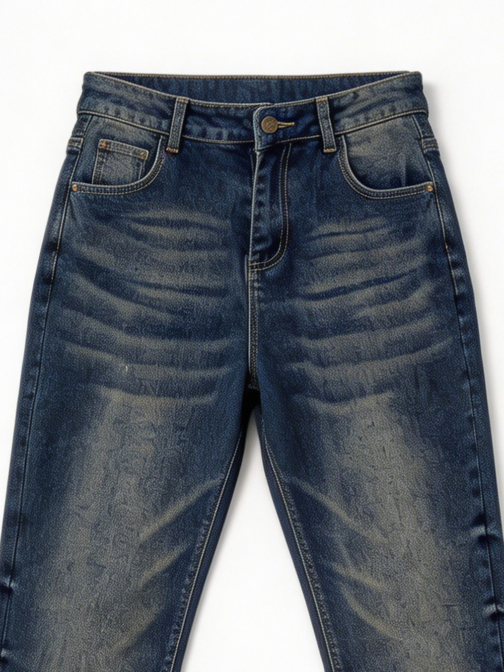 High Waist Medium Wash Straight Leg Denim Jeans for Women ZY6068