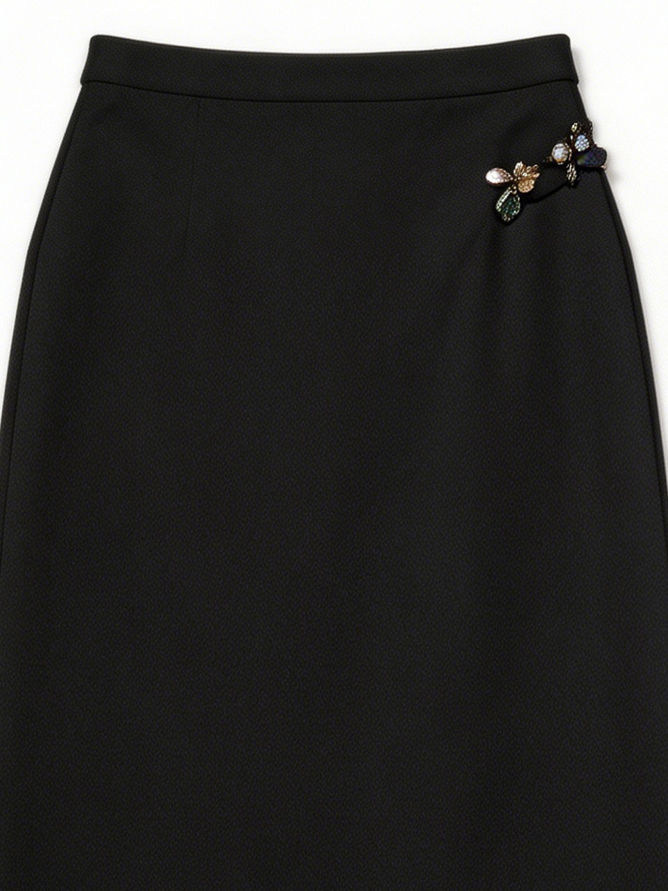 Quiet Luxury Black Draped Wrap Midi Skirt Y-22101