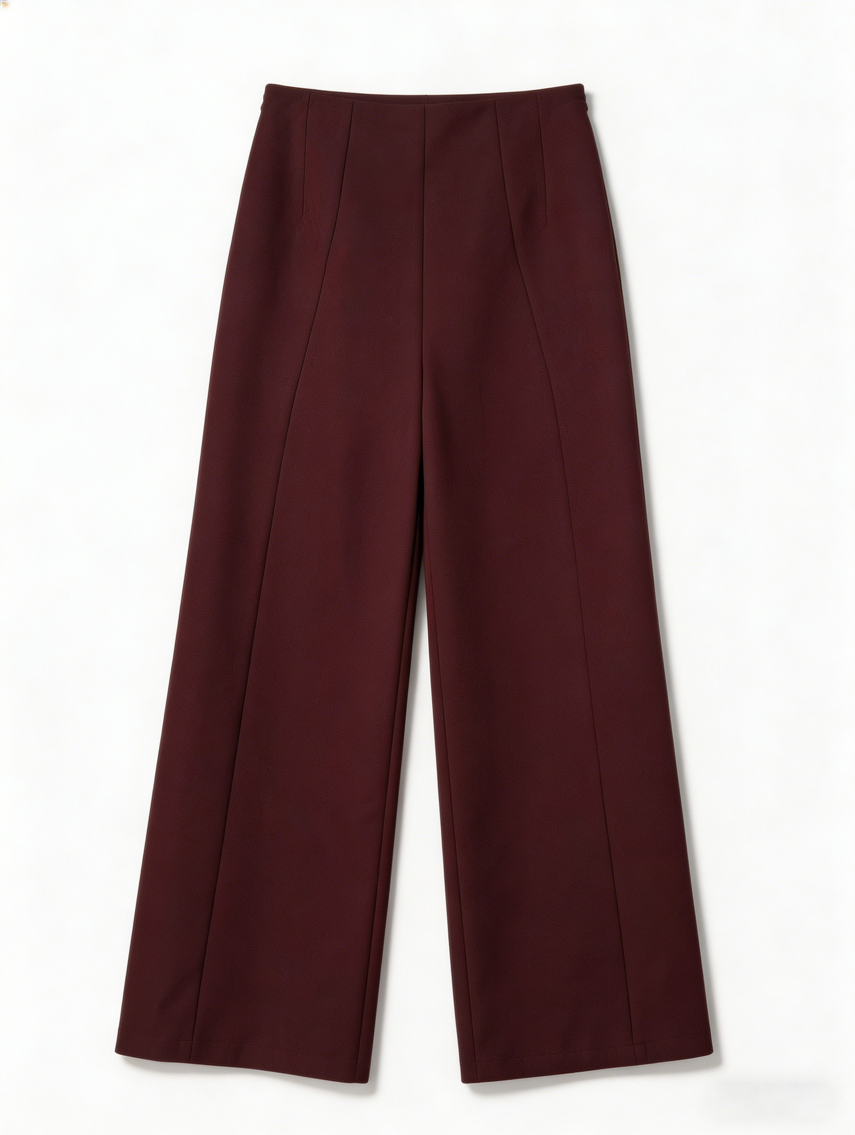 Elegant Wine Red Tailored Wide Leg Trousers C-42183