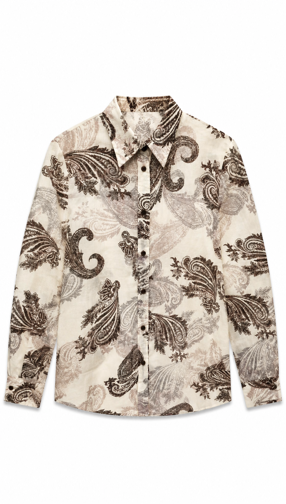 Vintage Paisley Print Linen Blend Long Sleeve Shirt AN-121023