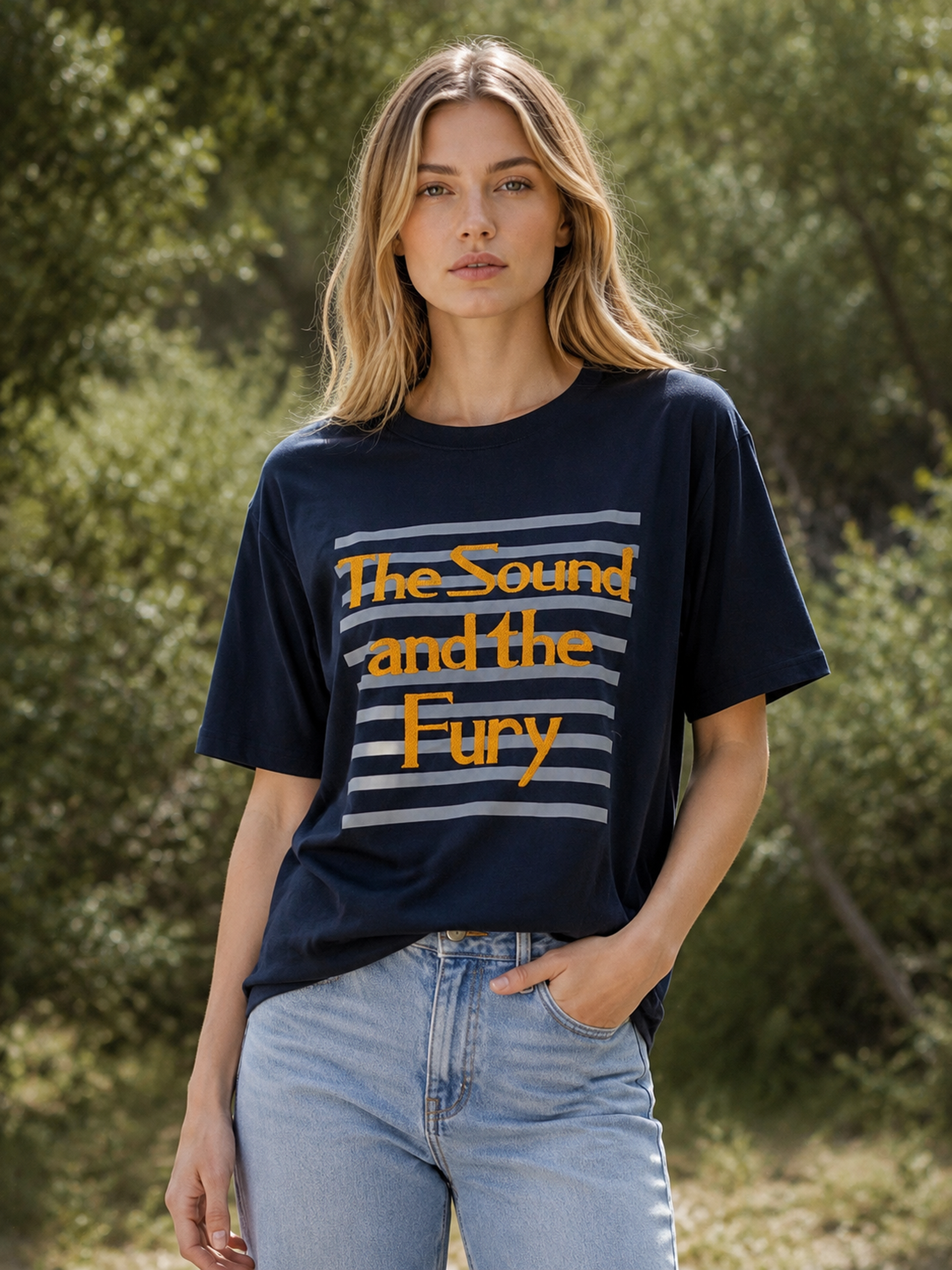 Women's Striped Slogan Graphic T-Shirt 1535