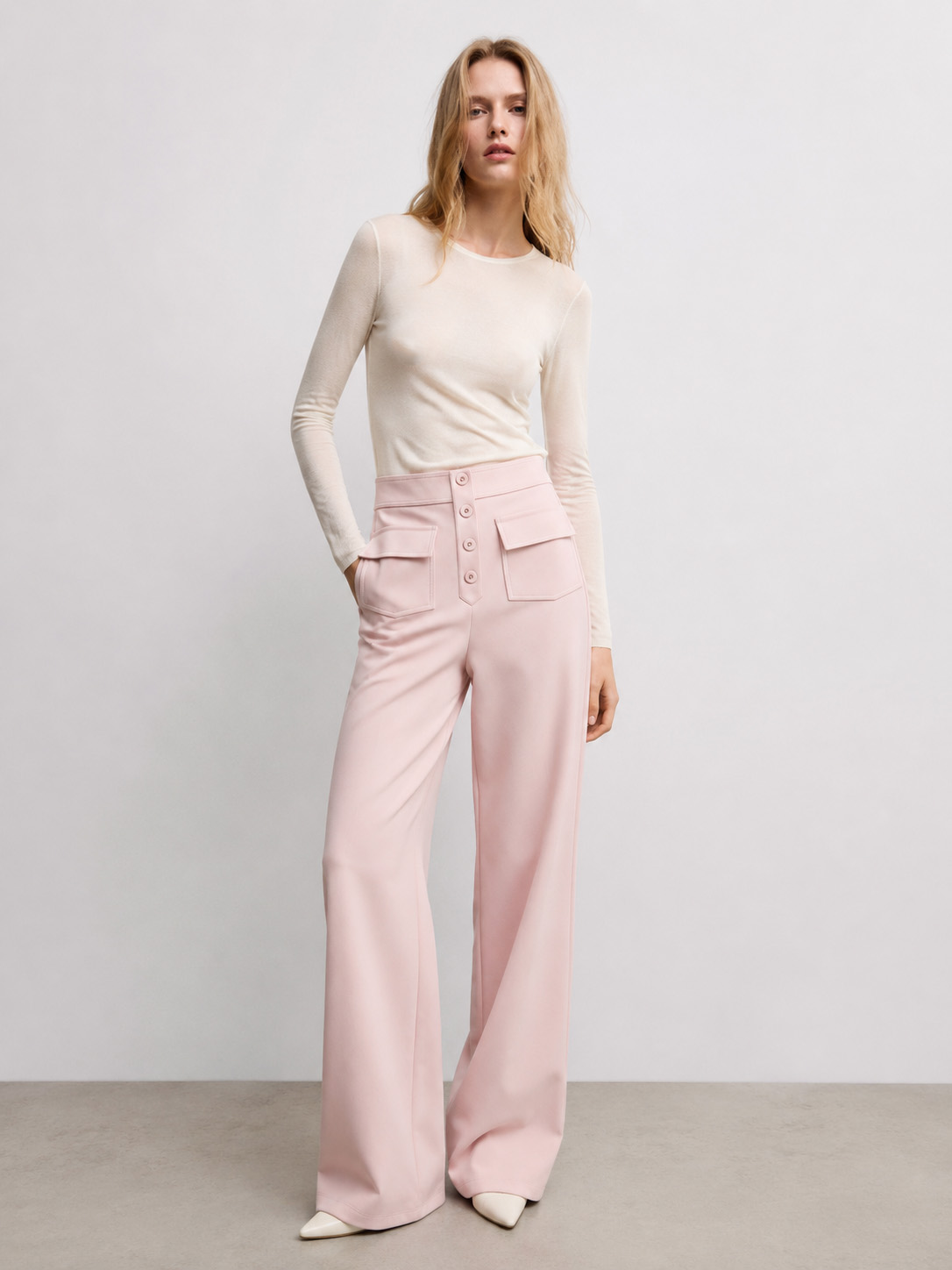 Minimalist High Waist Wide Leg Trousers - Chic Daily Bottoms XW-26902