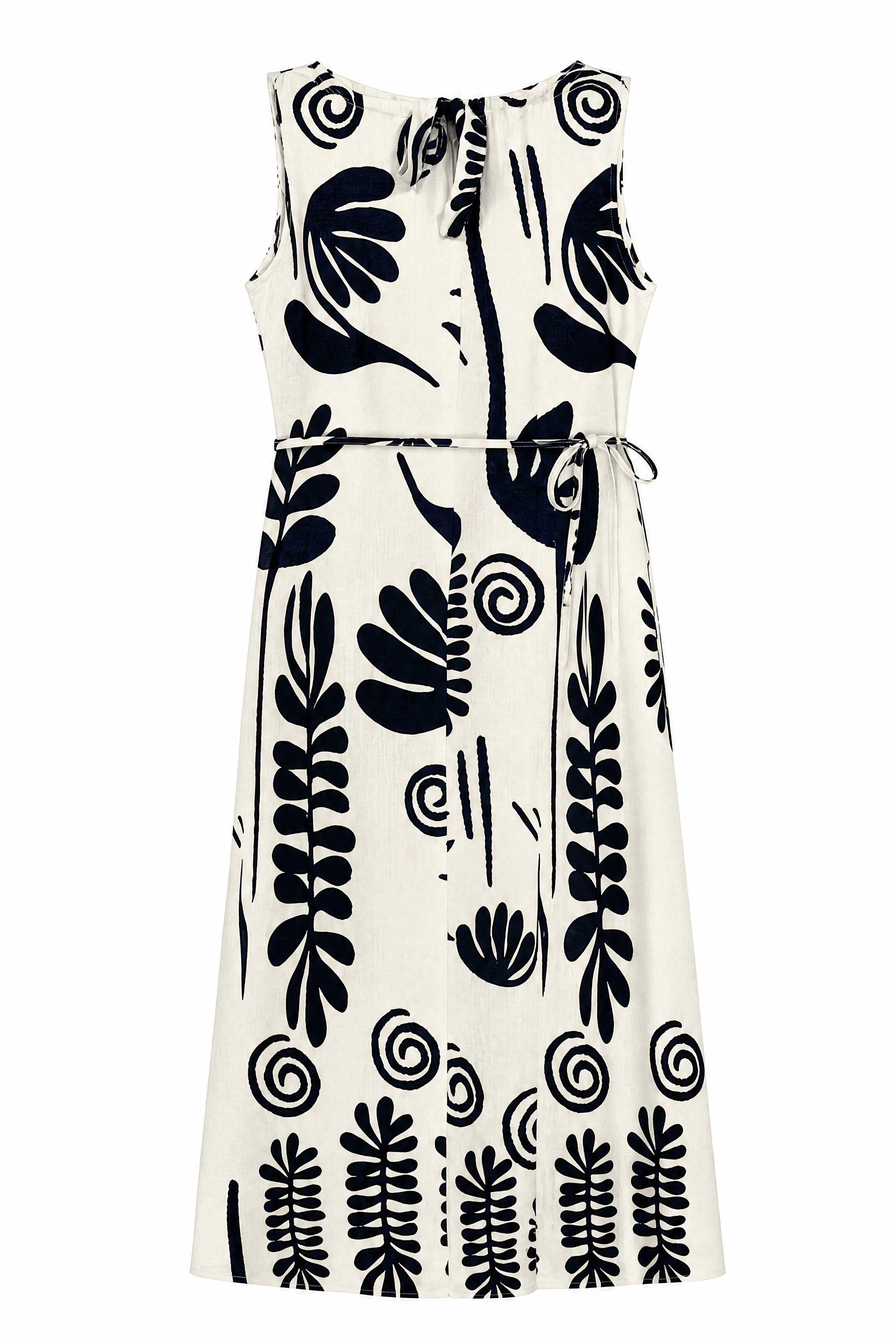 Women’s Boho Tropical Leaf Print Sleeveless Maxi Dress with Pom Pom Trim 2550