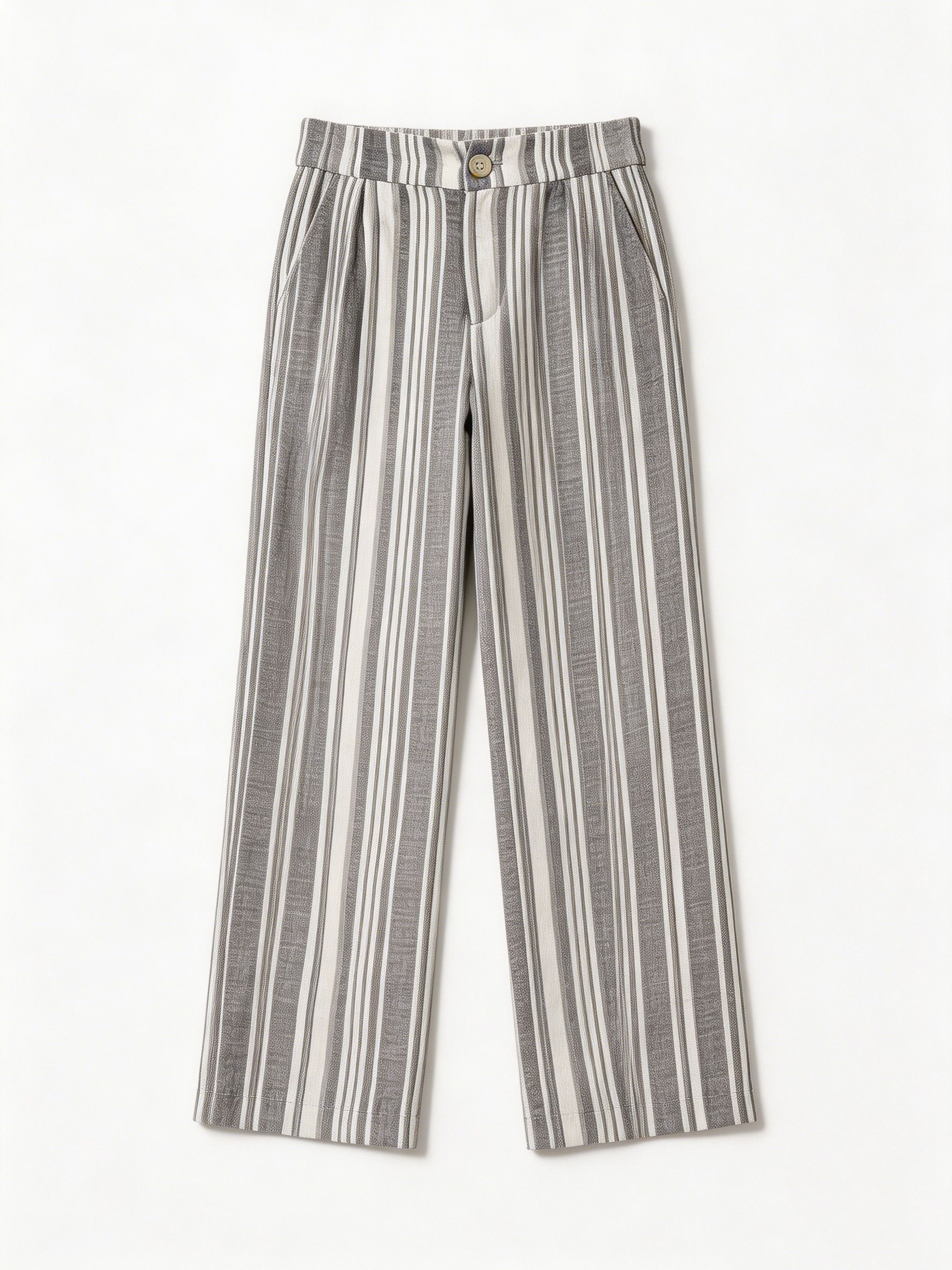 Minimalist Linen-Blend Striped Wide Leg Pants - Chic Office Casual D-40662