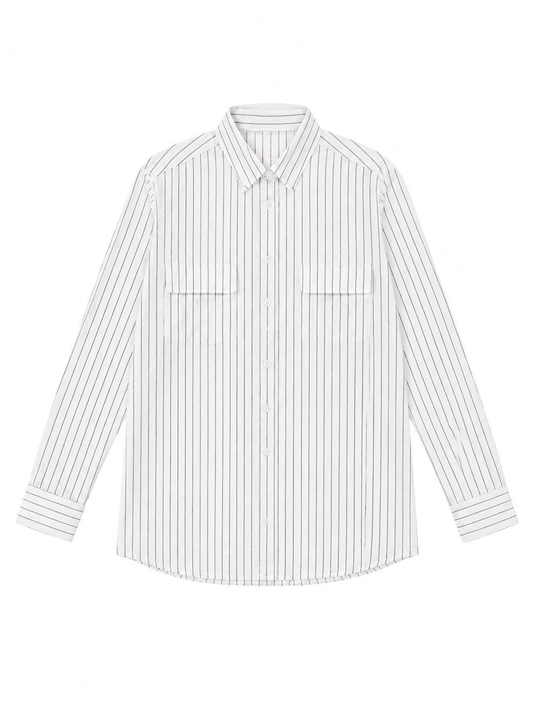 Women Vertical‑Striped Button‑Down Shirt C-41300