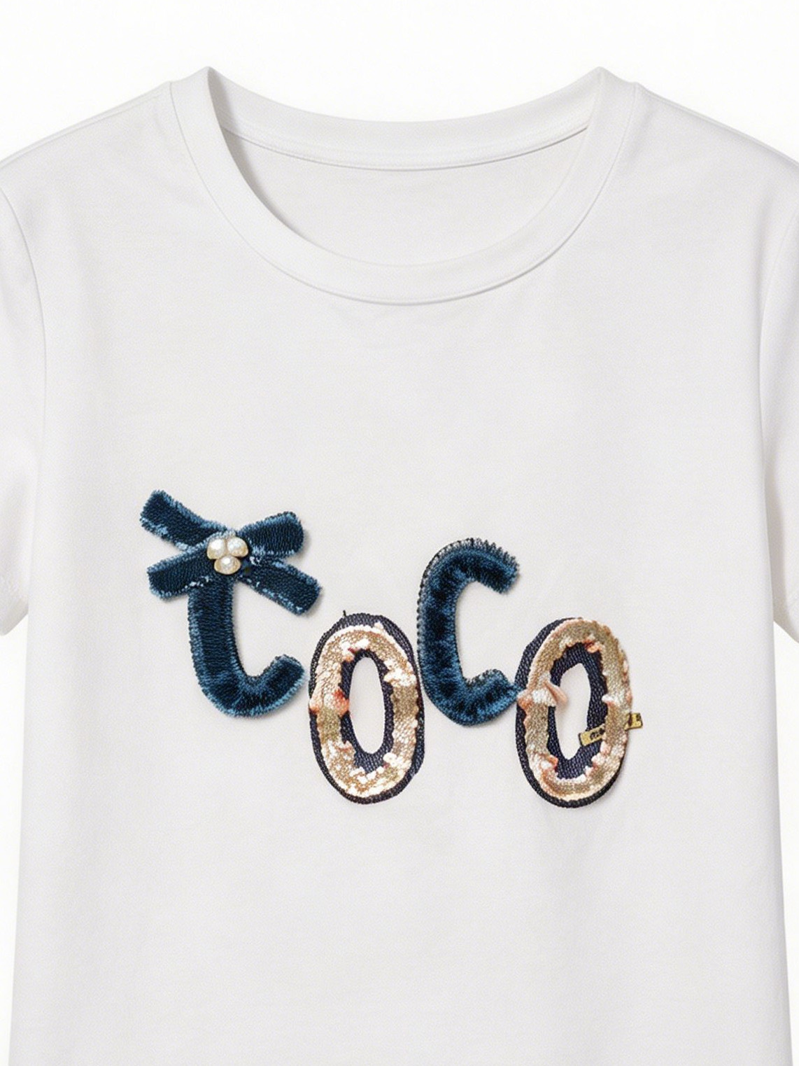 Women’s Sequin Letter Applique Graphic Tee M-42129-6