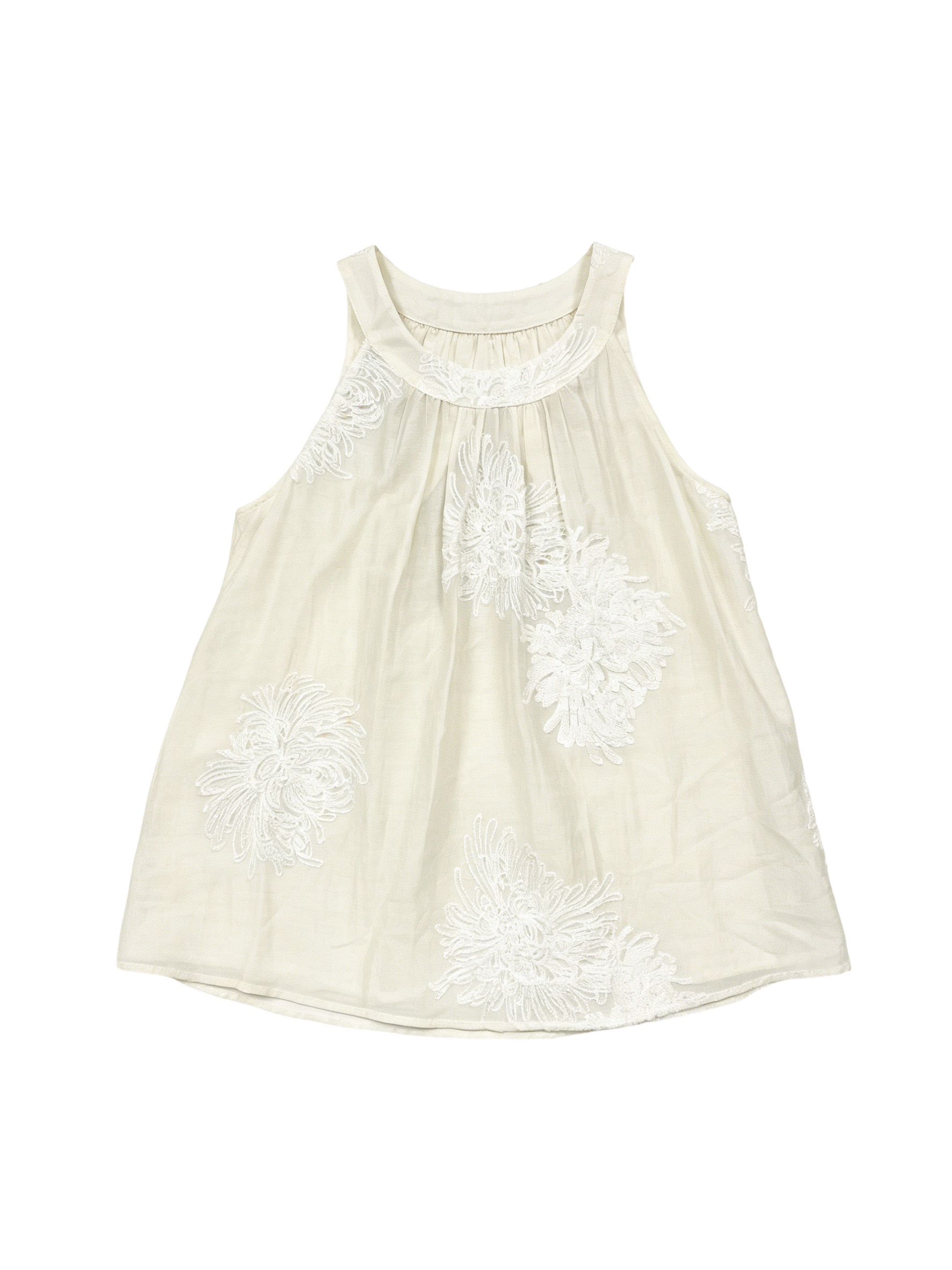 Women’s Embroidered High Neck Sleeveless Top W-40375