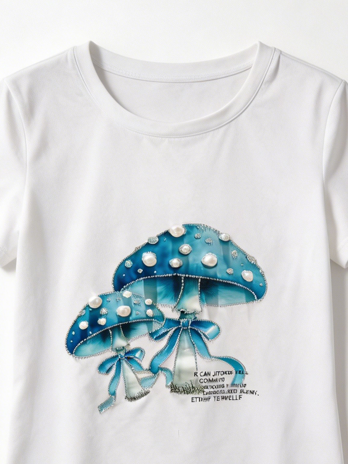Women’s Pearl Embellished Mushroom Graphic Tee M -42129-9