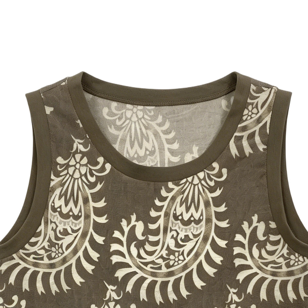 Sleeveless Paisley Print Tank Top, Casual Summer Blouse AN-620075