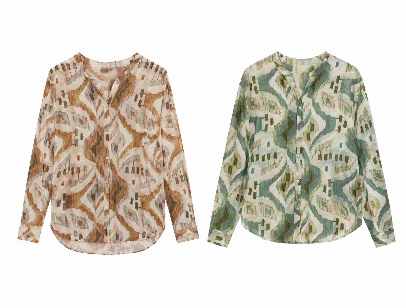Oversized Boho Print Blouse Women’s Long Sleeve Shirt AN-121010