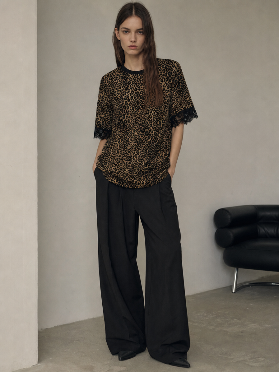Women Leopard‑Print Long‑Line Tunic‑Top M-43603
