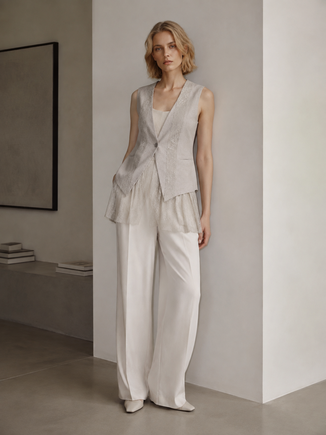 Elegant Retro Sleeveless Layering Waistcoat W-43481