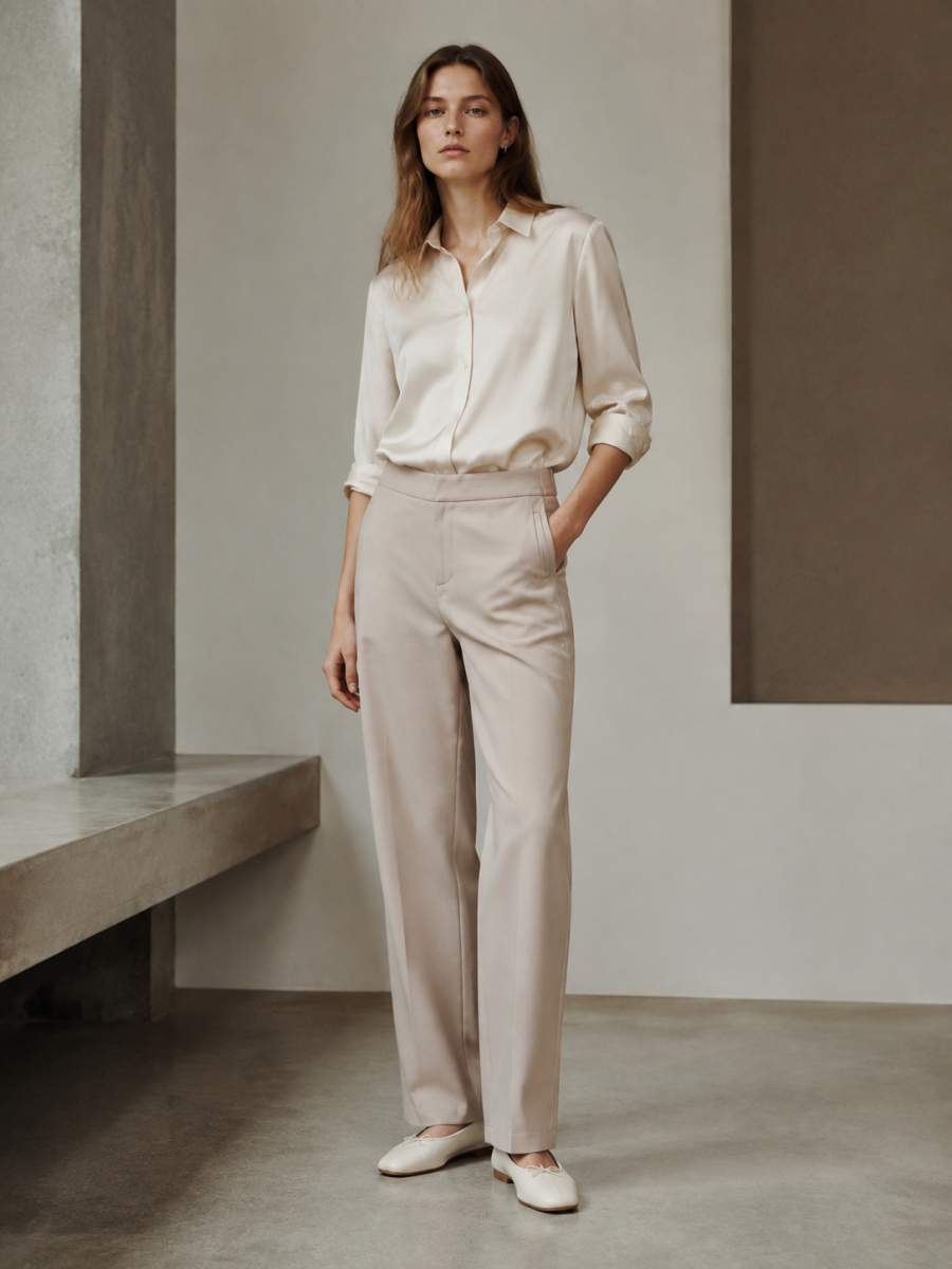 High‑Rise Straight‑Leg Tailored Trousers W-34444