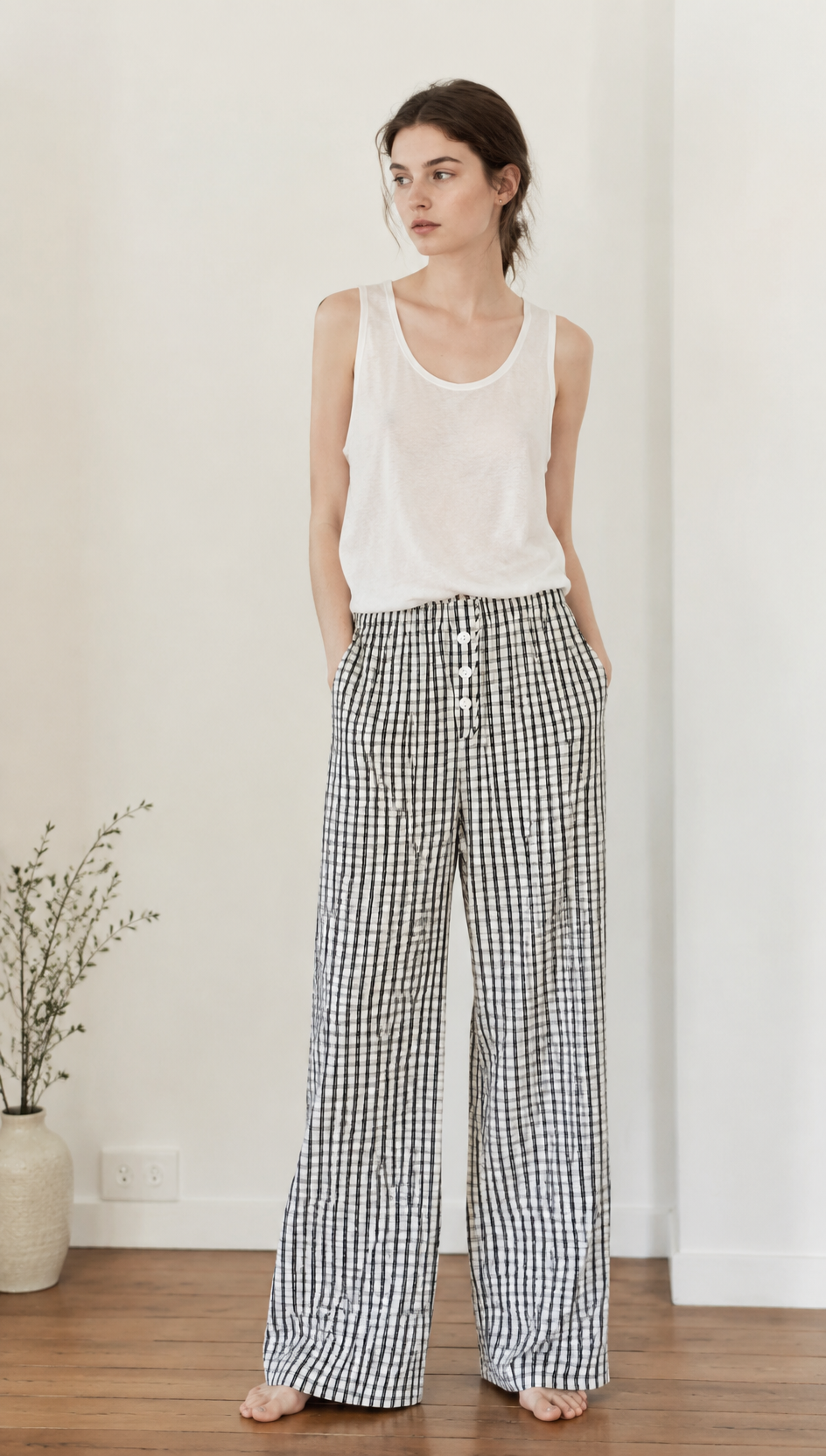 Street casual checkered pants A-42127