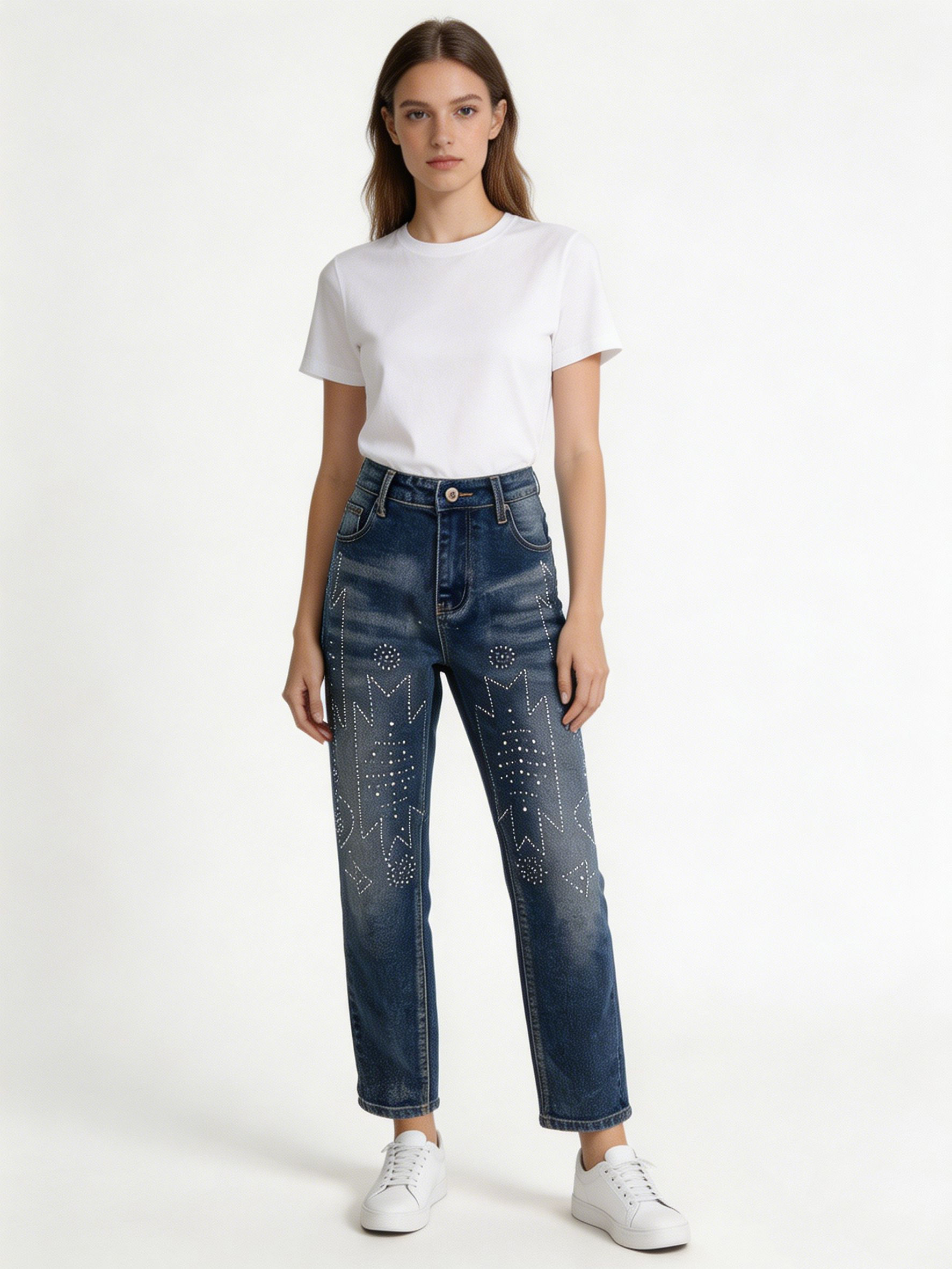 Women’s Streetwear Sparkly Denim Pants ZY6066