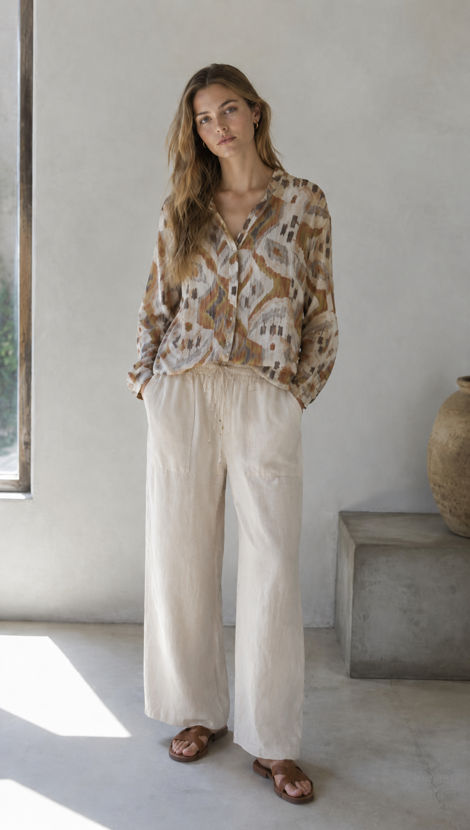 Oversized Boho Print Blouse Women’s Long Sleeve Shirt AN-121010