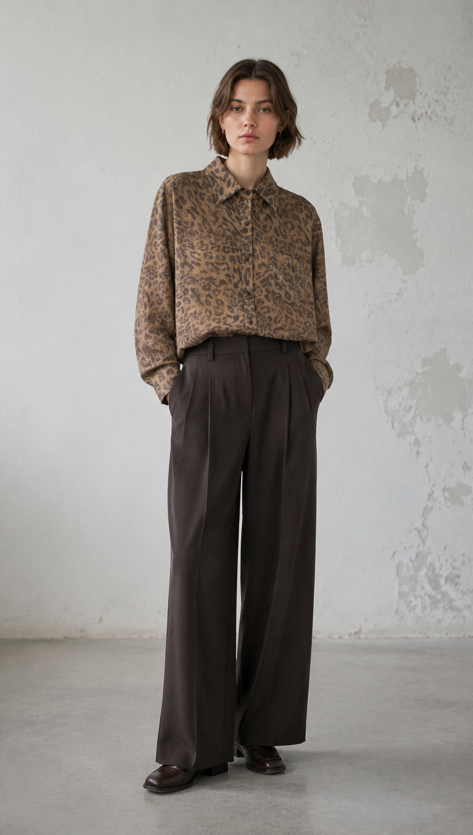 Women’s Leopard Print Oversized Button Down Shirt AN-710010
