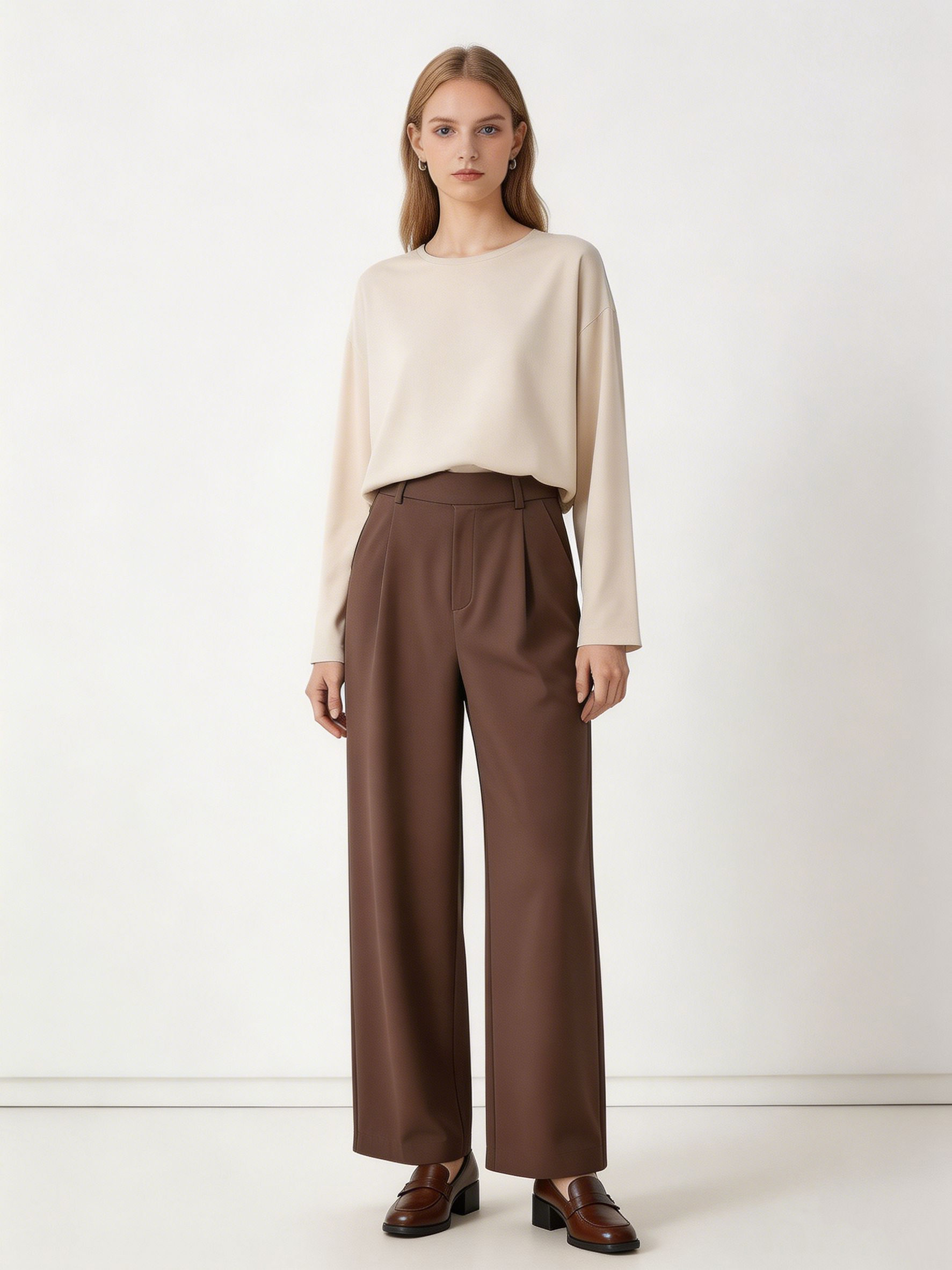 Women’s High Waist Ribbed Wide Leg Pants XW-26900