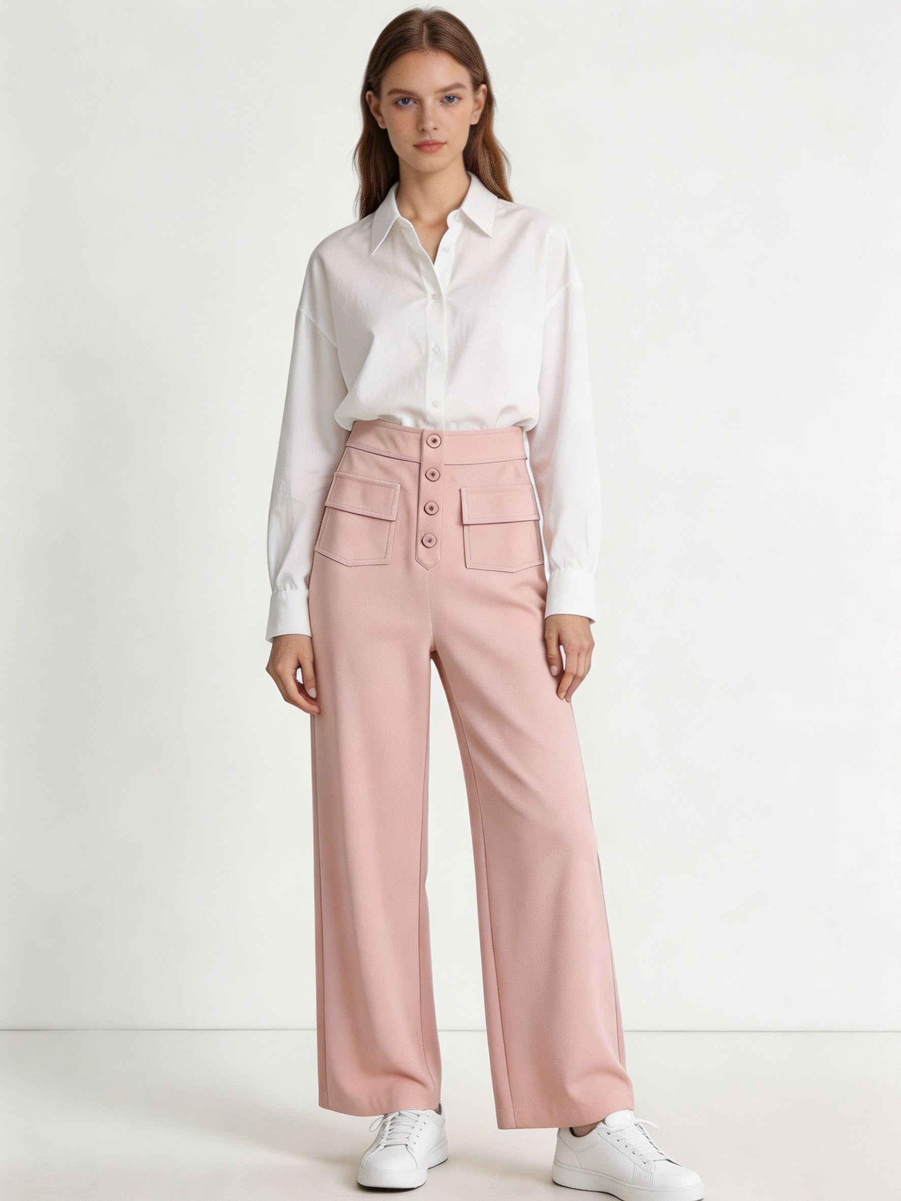 Minimalist High Waist Wide Leg Trousers - Chic Daily Bottoms XW-26902