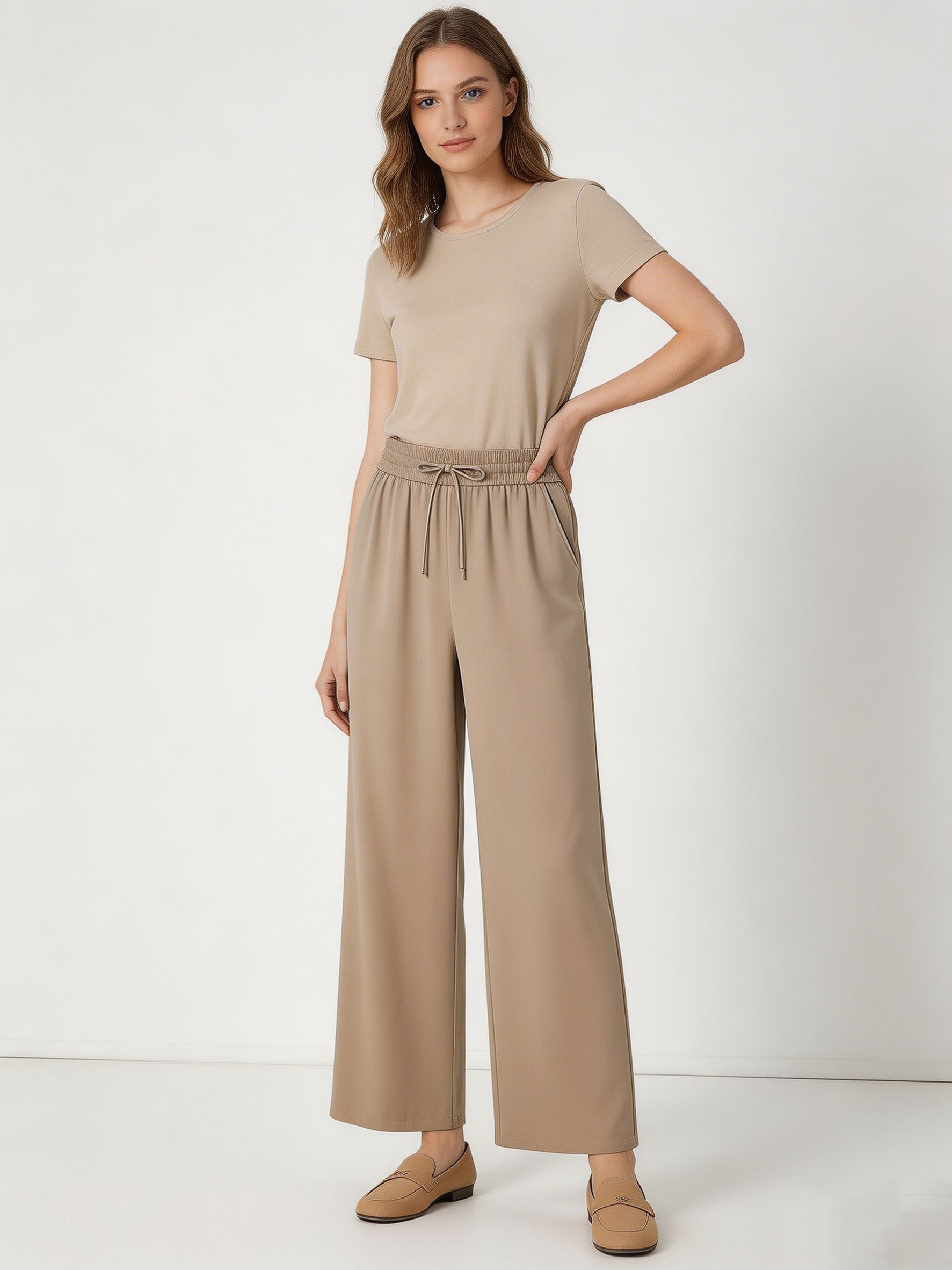 Soft Drape Drawstring Wide Leg Pants - Versatile Summer Trousers XW-26903