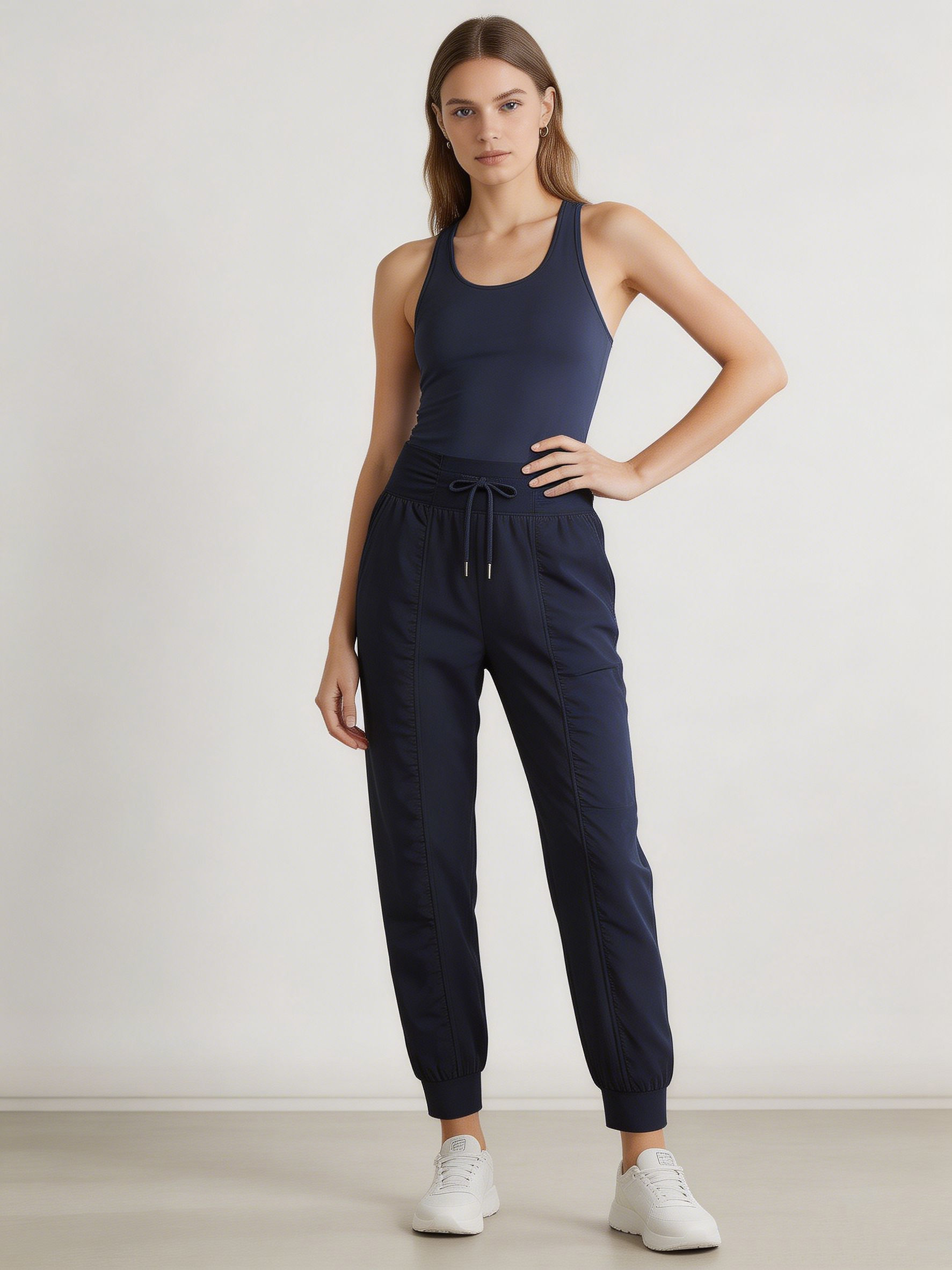 Elegant Navy Drawstring Jogger Pants - Premium Everyday Wear XW-26910