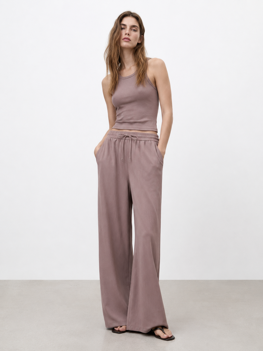Women’s High Waist Ribbed Wide Leg Pants XW-26901