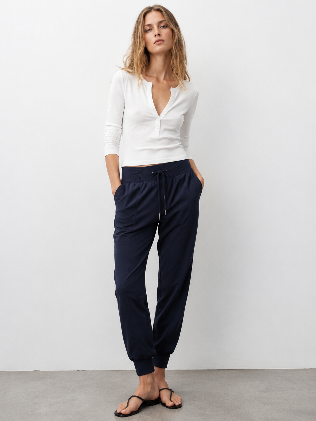 Elegant Navy Drawstring Jogger Pants - Premium Everyday Wear XW-26910