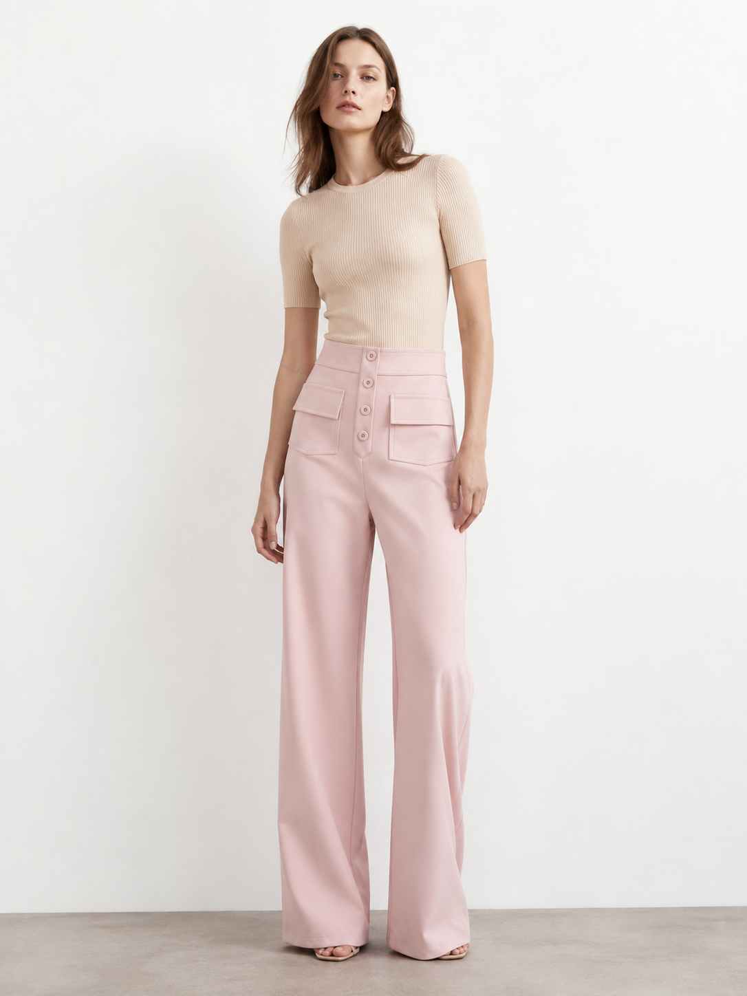 Minimalist High Waist Wide Leg Trousers - Chic Daily Bottoms XW-26902