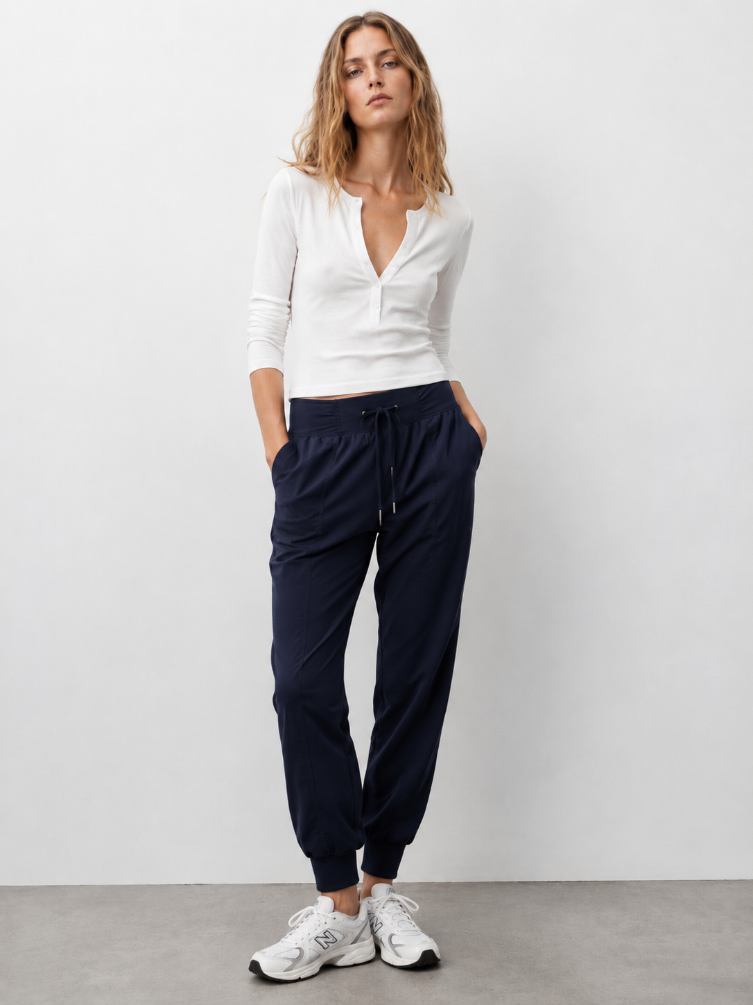Elegant Navy Drawstring Jogger Pants - Premium Everyday Wear XW-26910
