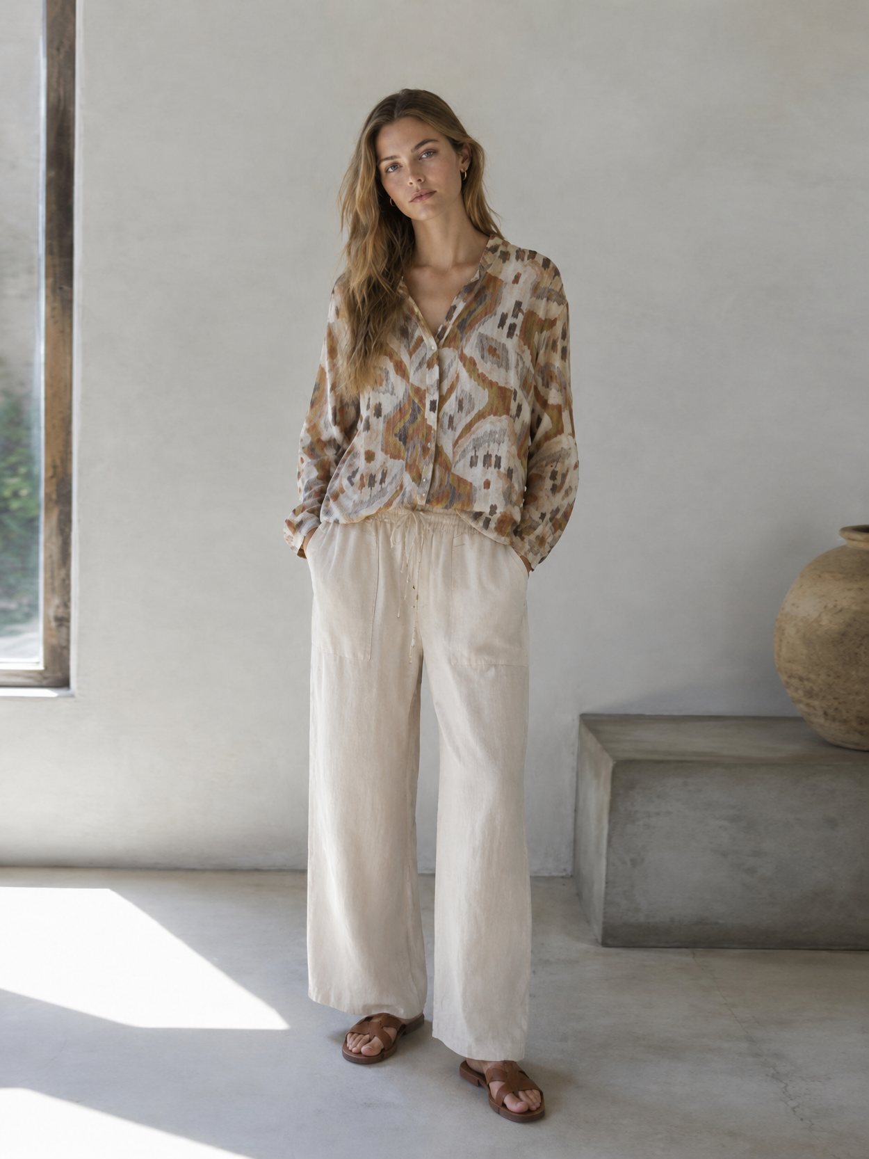 Oversized Boho Print Blouse Women’s Long Sleeve Shirt AN-121010