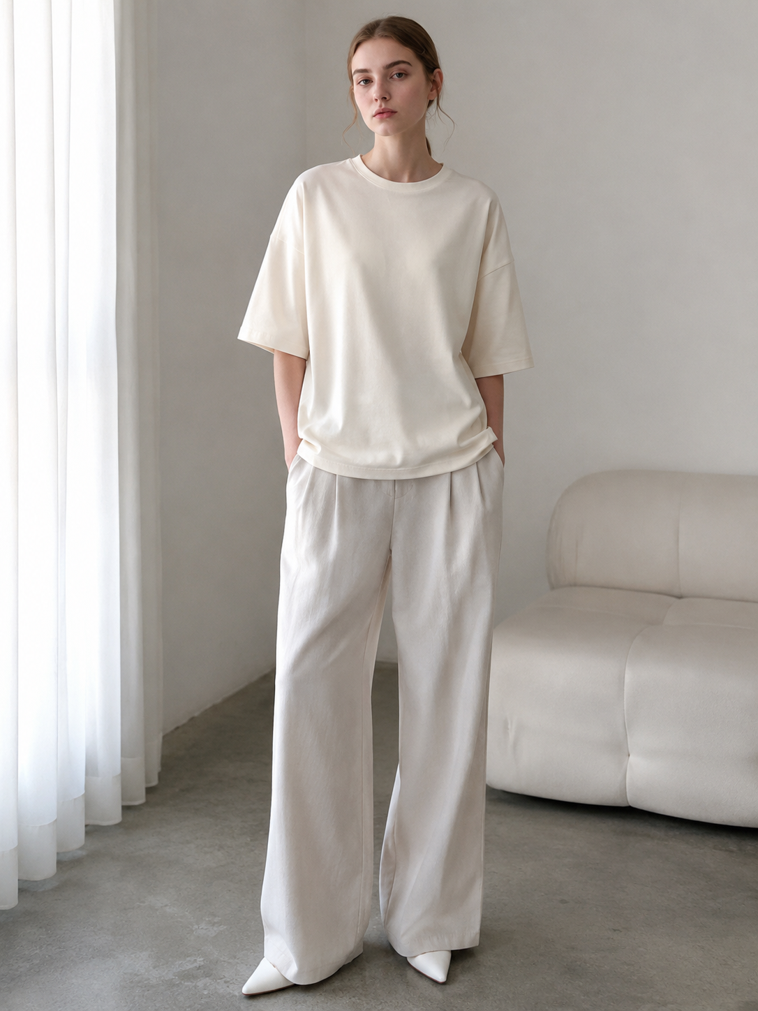 Women’s Oversized Solid Half Sleeve Casual T‑Shirt AN-750001