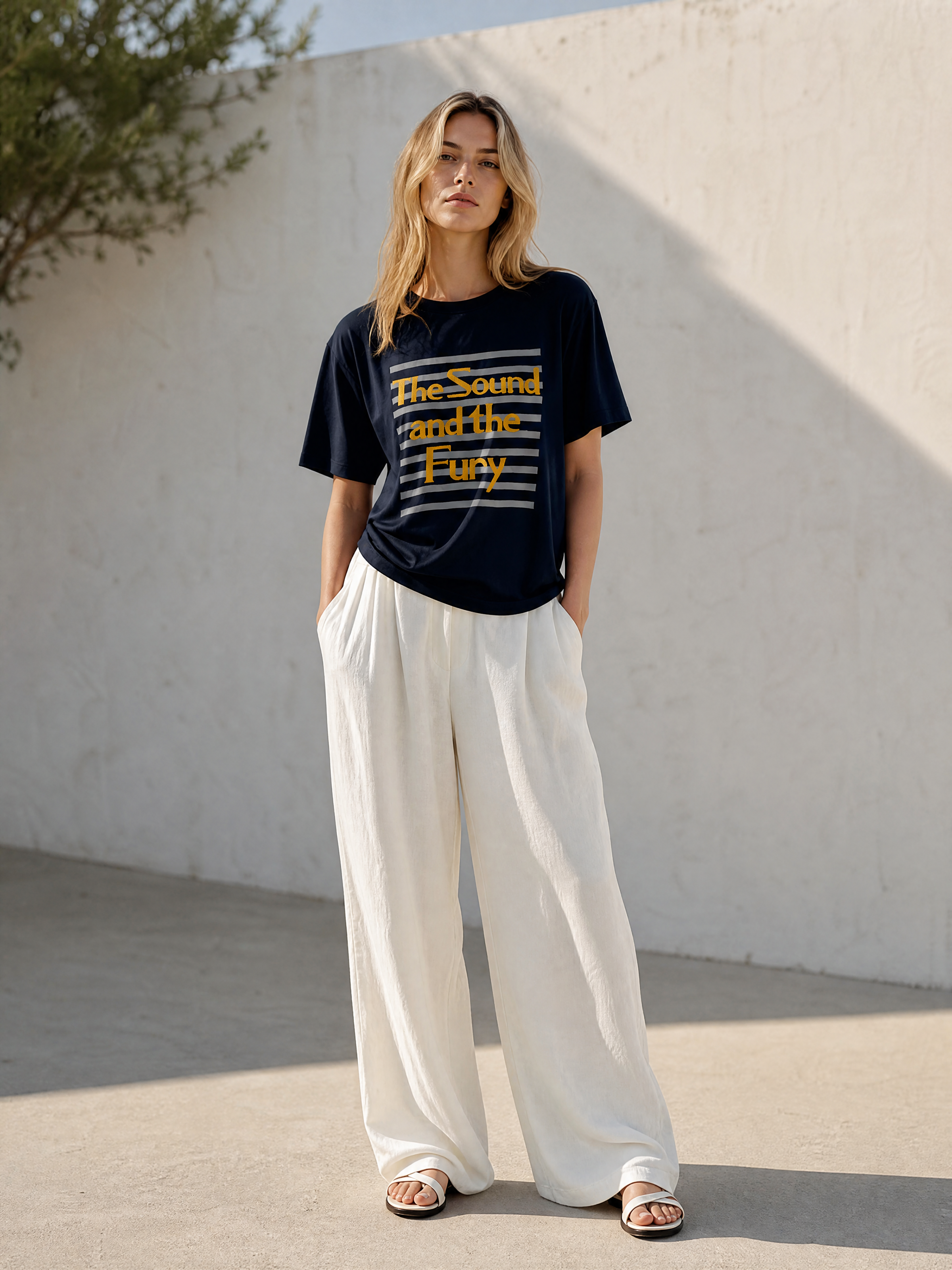 Women's Striped Slogan Graphic T-Shirt 1535