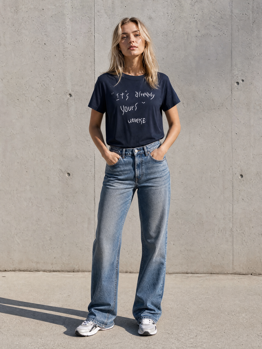Women's Minimal Slogan Graphic T-Shirt 9100