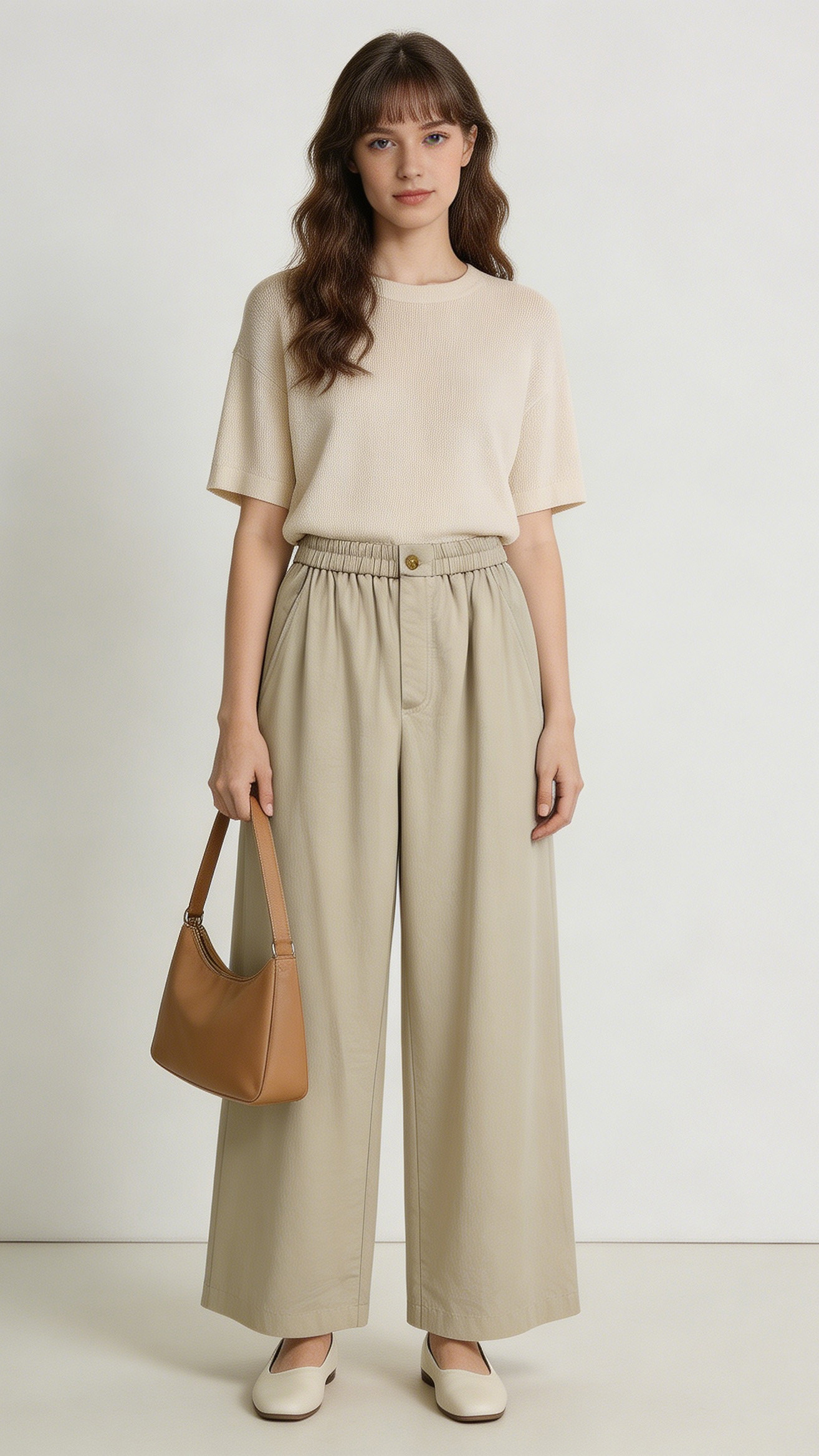 Minimal High Waist Wide Leg Pants – Casual Elegant Summer Trousers 57753