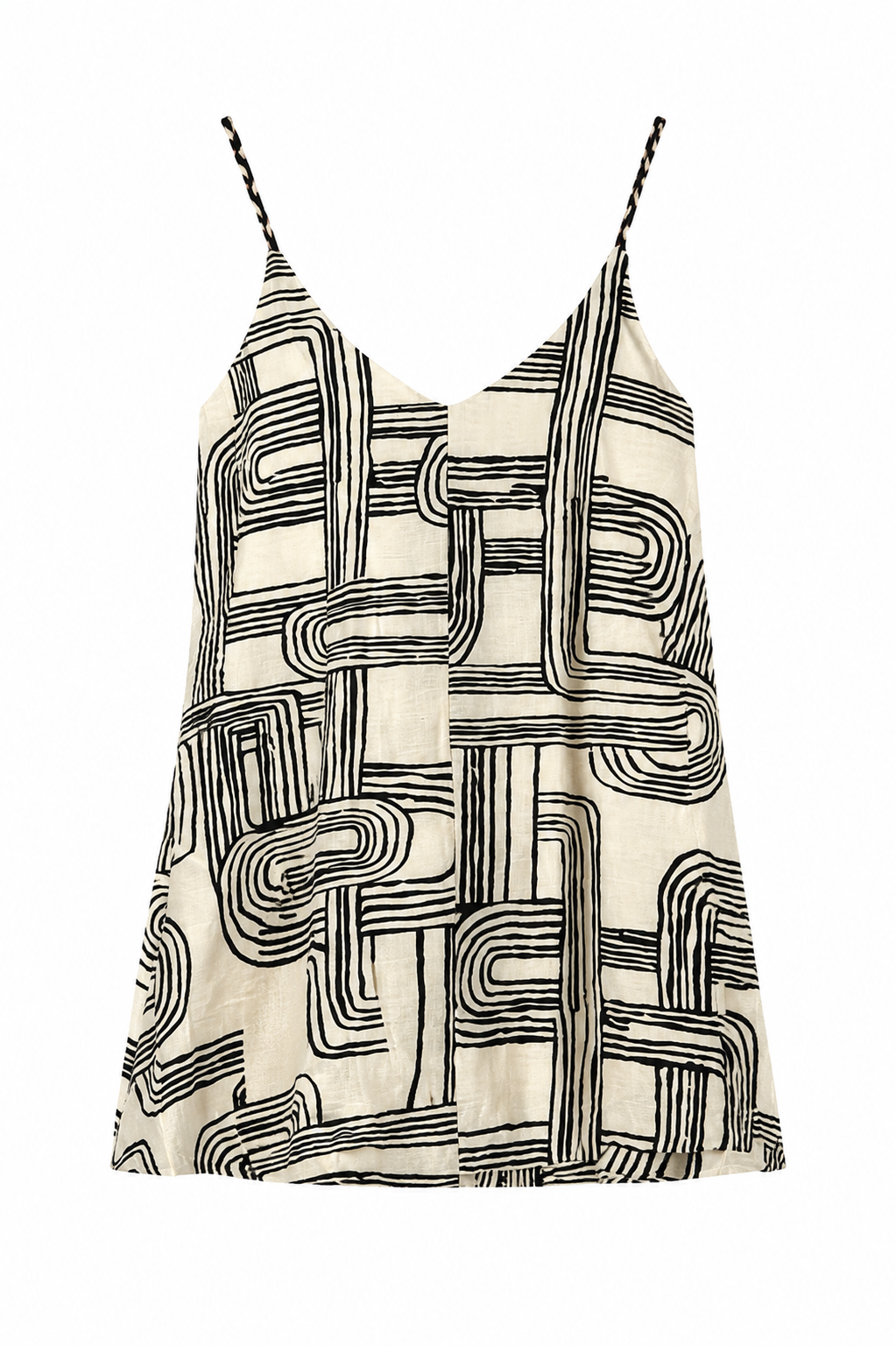 Women’s Geometric Print Spaghetti Strap Cami Top with Ruffle Hem 28011