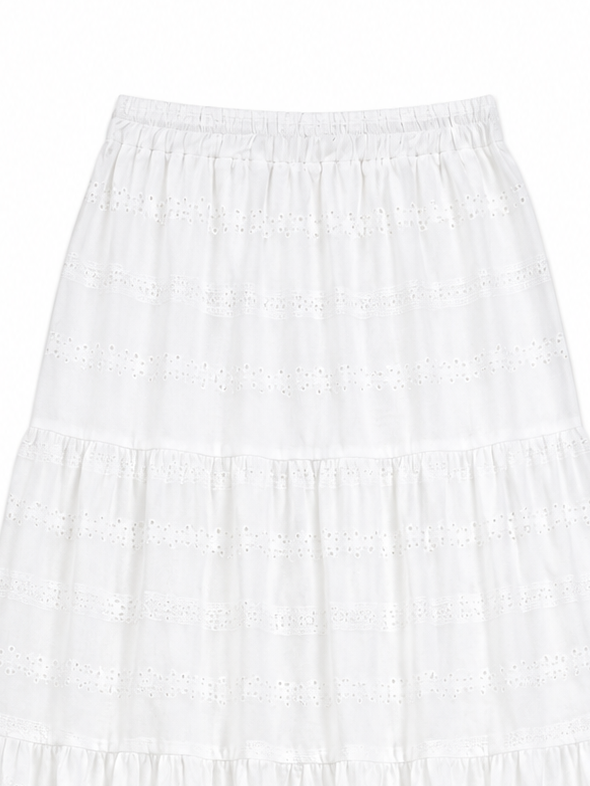 Women's Tiered Openwork Lace Maxi Skirt 508