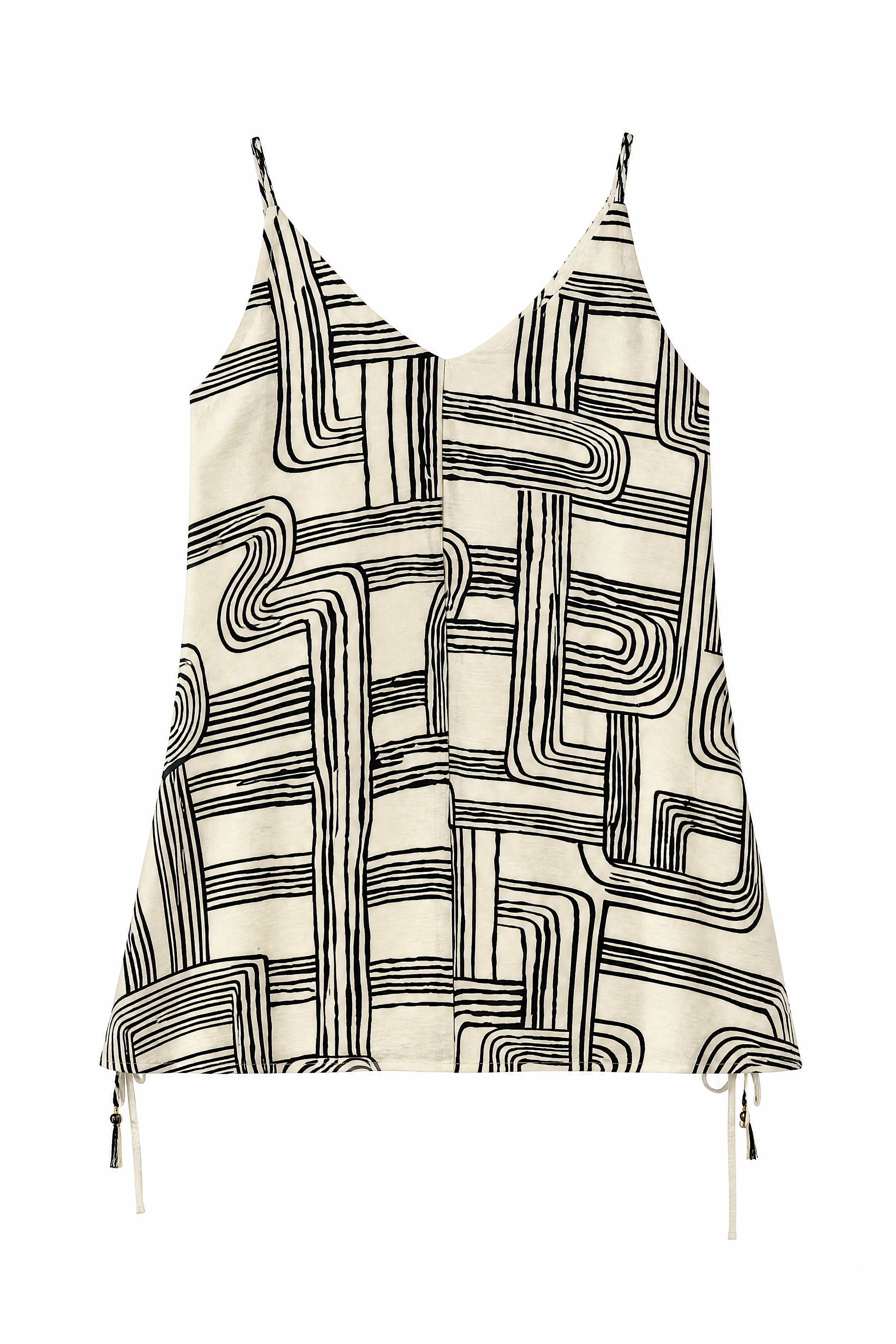 Women’s Geometric Print Spaghetti Strap Cami Top with Ruffle Hem 28011